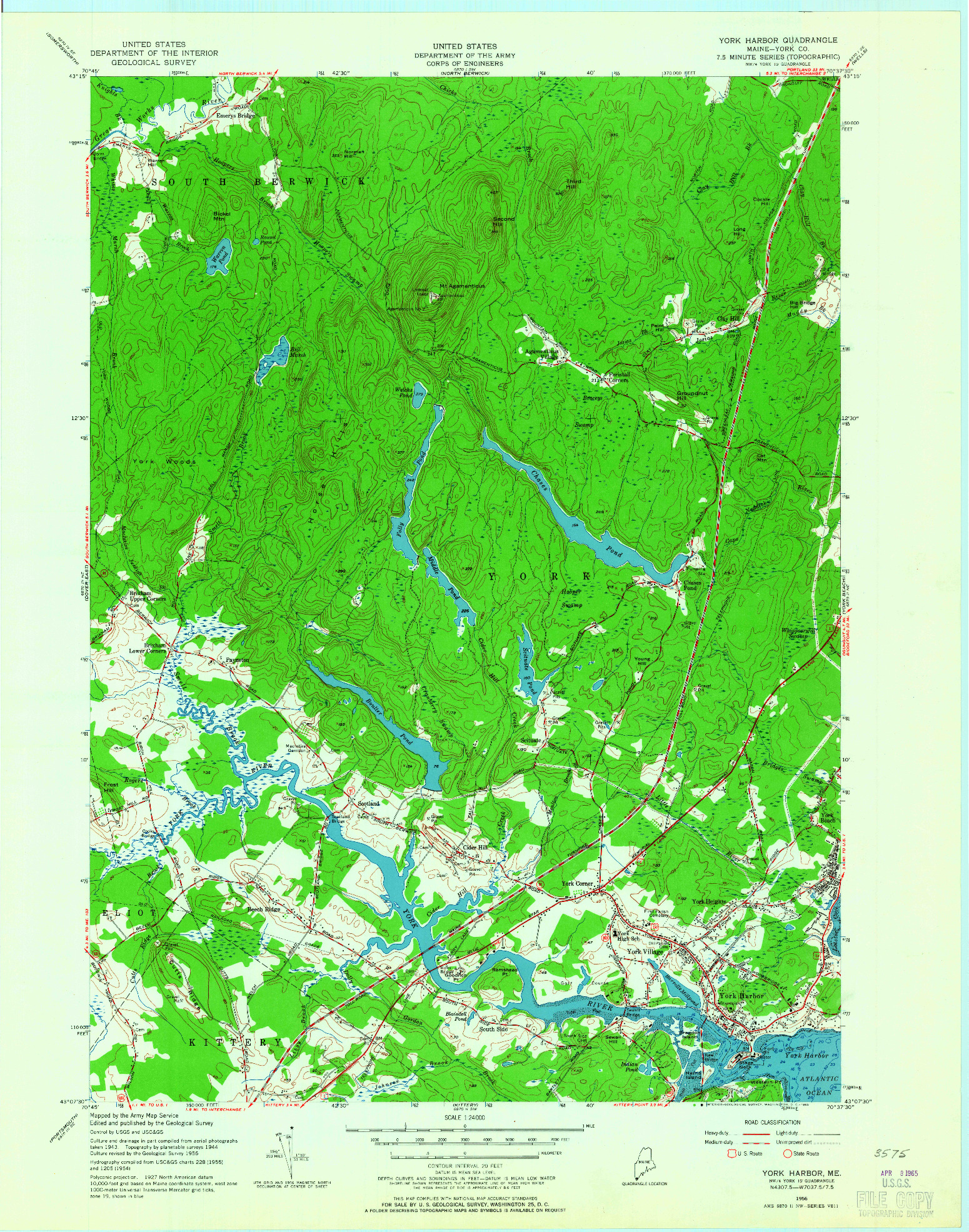 USGS 1:24000-SCALE QUADRANGLE FOR YORK HARBOR, ME 1956