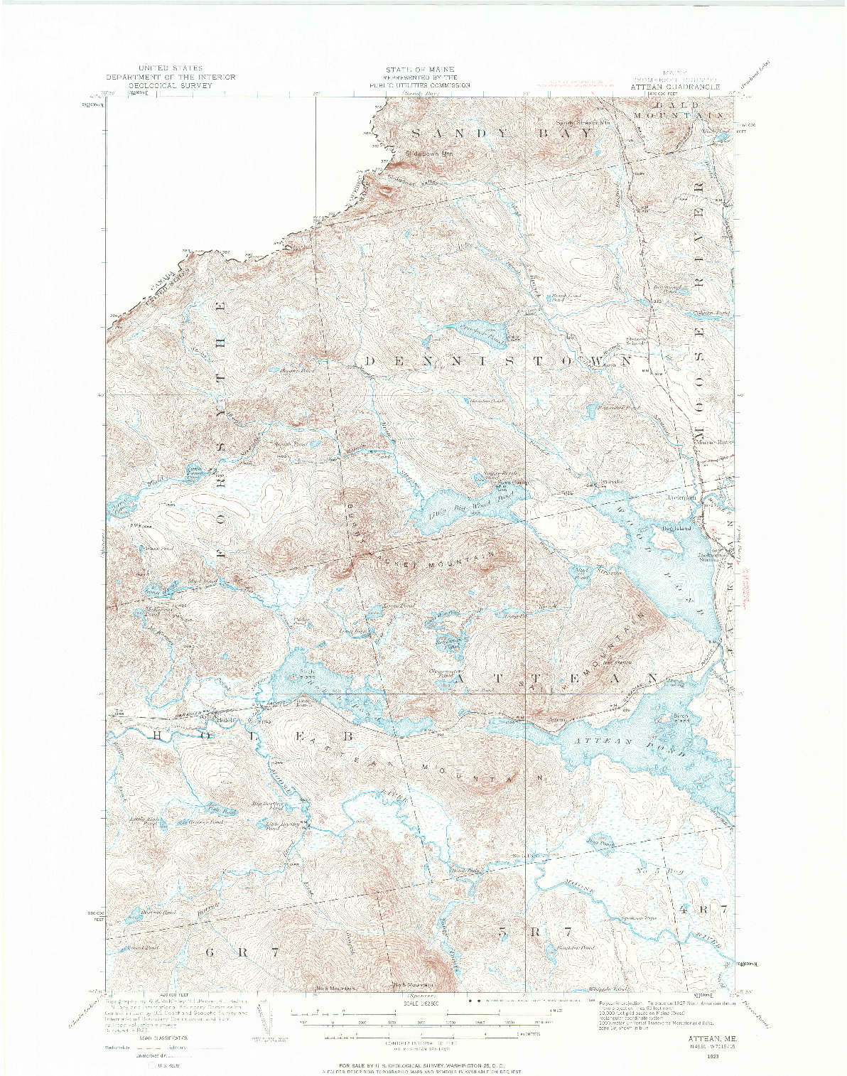 USGS 1:62500-SCALE QUADRANGLE FOR ATTEAN, ME 1923