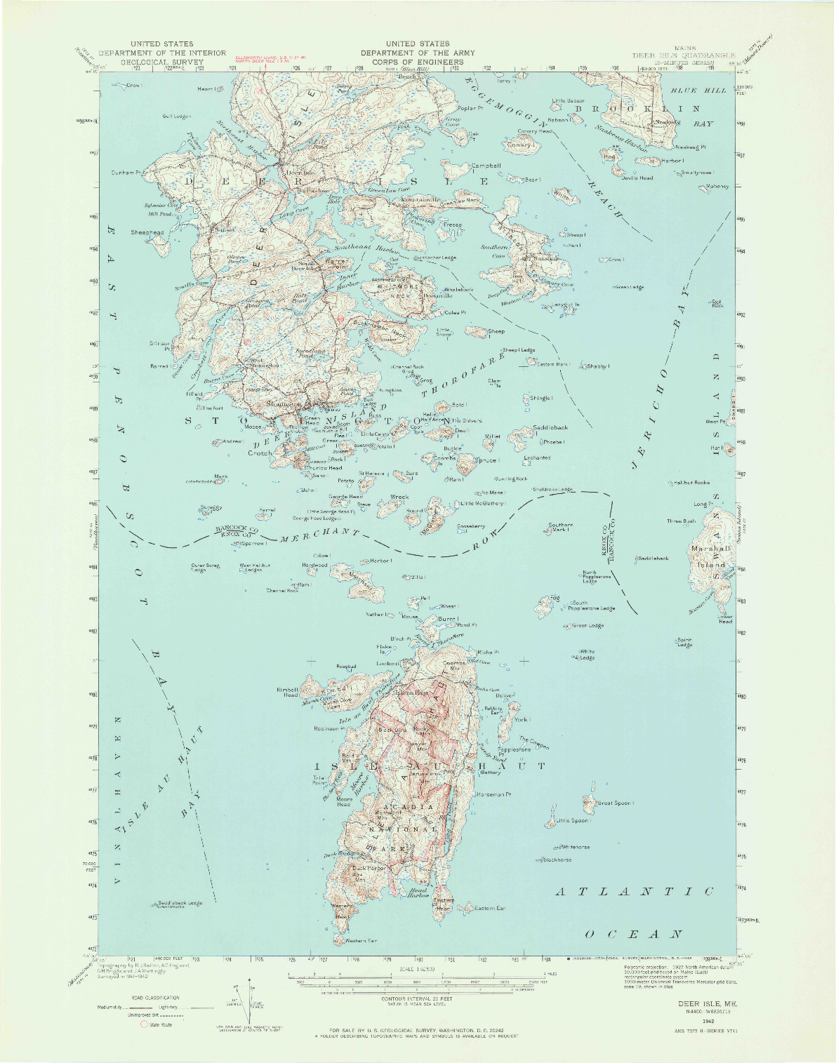 USGS 1:62500-SCALE QUADRANGLE FOR DEER ISLE, ME 1942