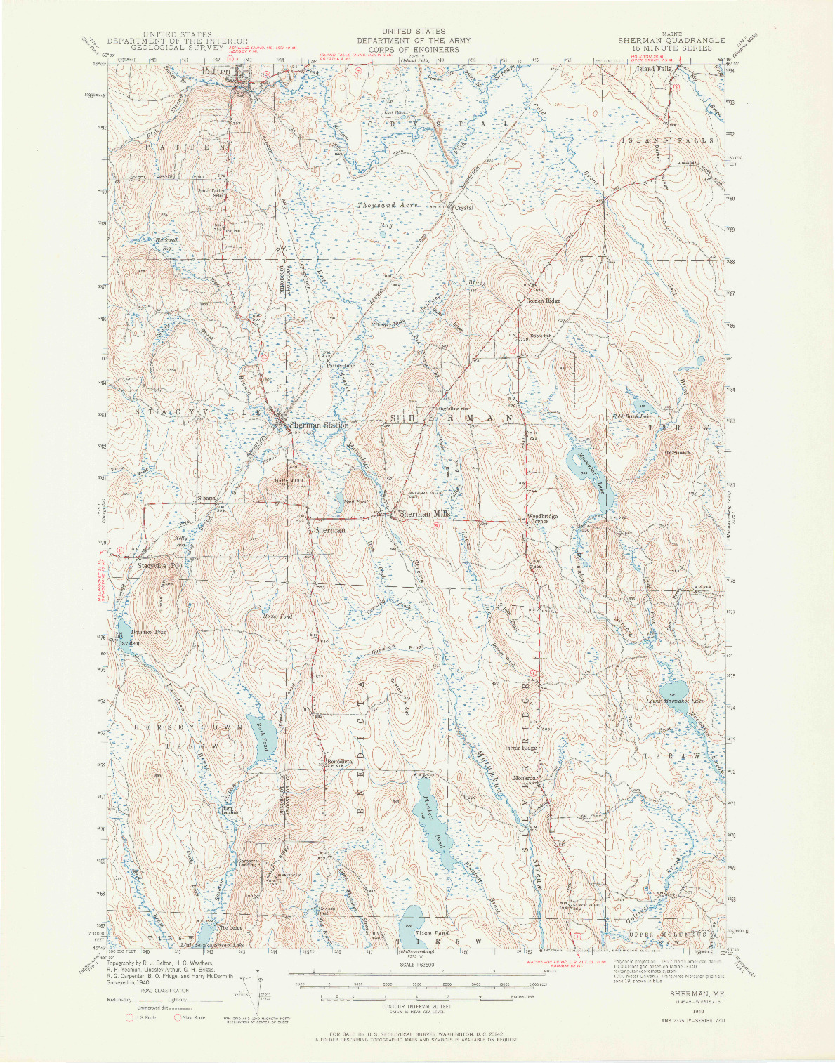 USGS 1:62500-SCALE QUADRANGLE FOR SHERMAN, ME 1940