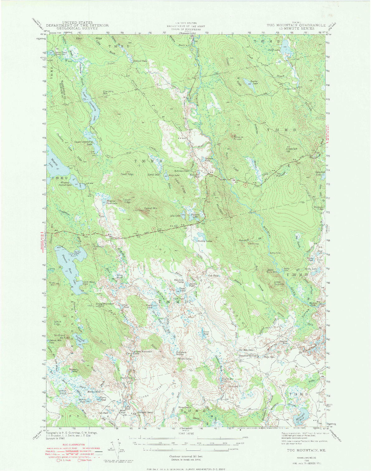 USGS 1:62500-SCALE QUADRANGLE FOR TUG MOUNTAIN, ME 1941