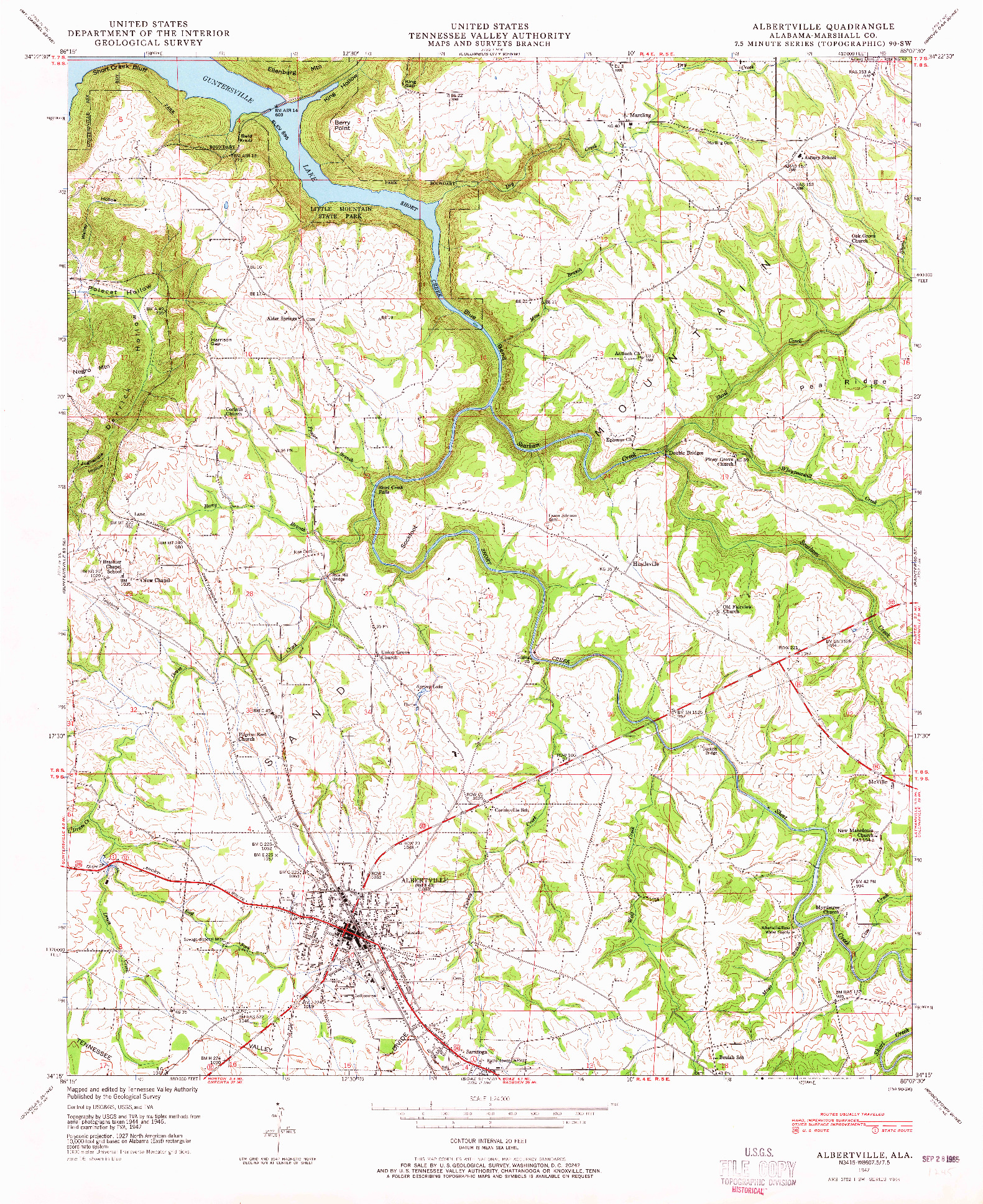 USGS 1:24000-SCALE QUADRANGLE FOR ALBERTVILLE, AL 1947