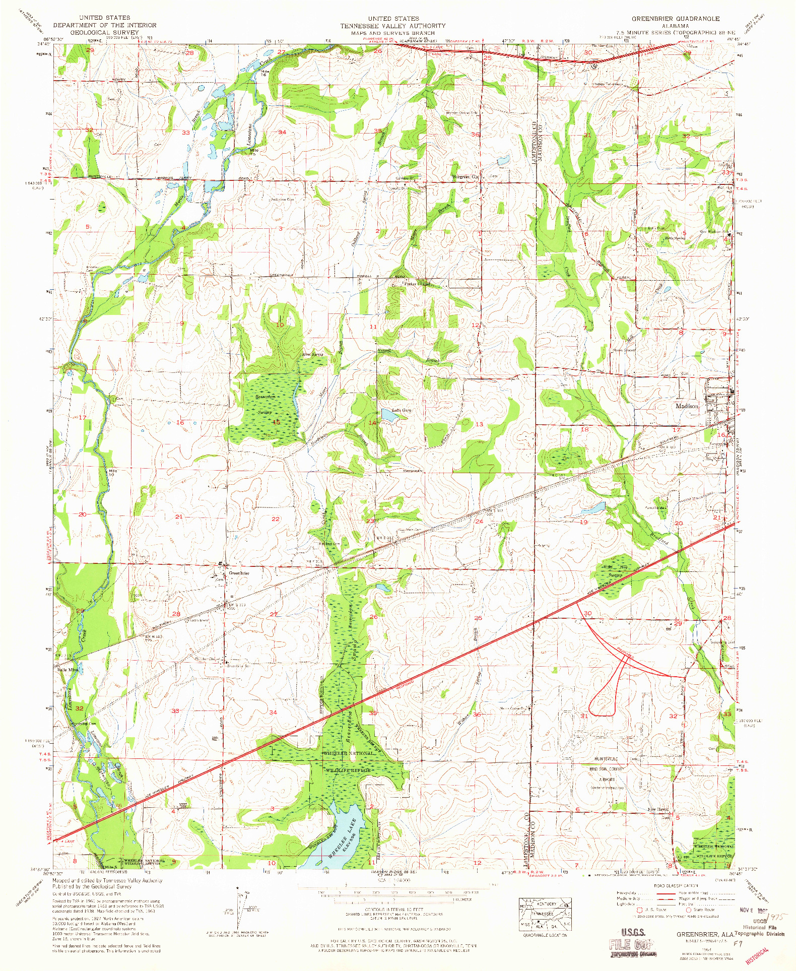 USGS 1:24000-SCALE QUADRANGLE FOR GREENBRIER, AL 1963
