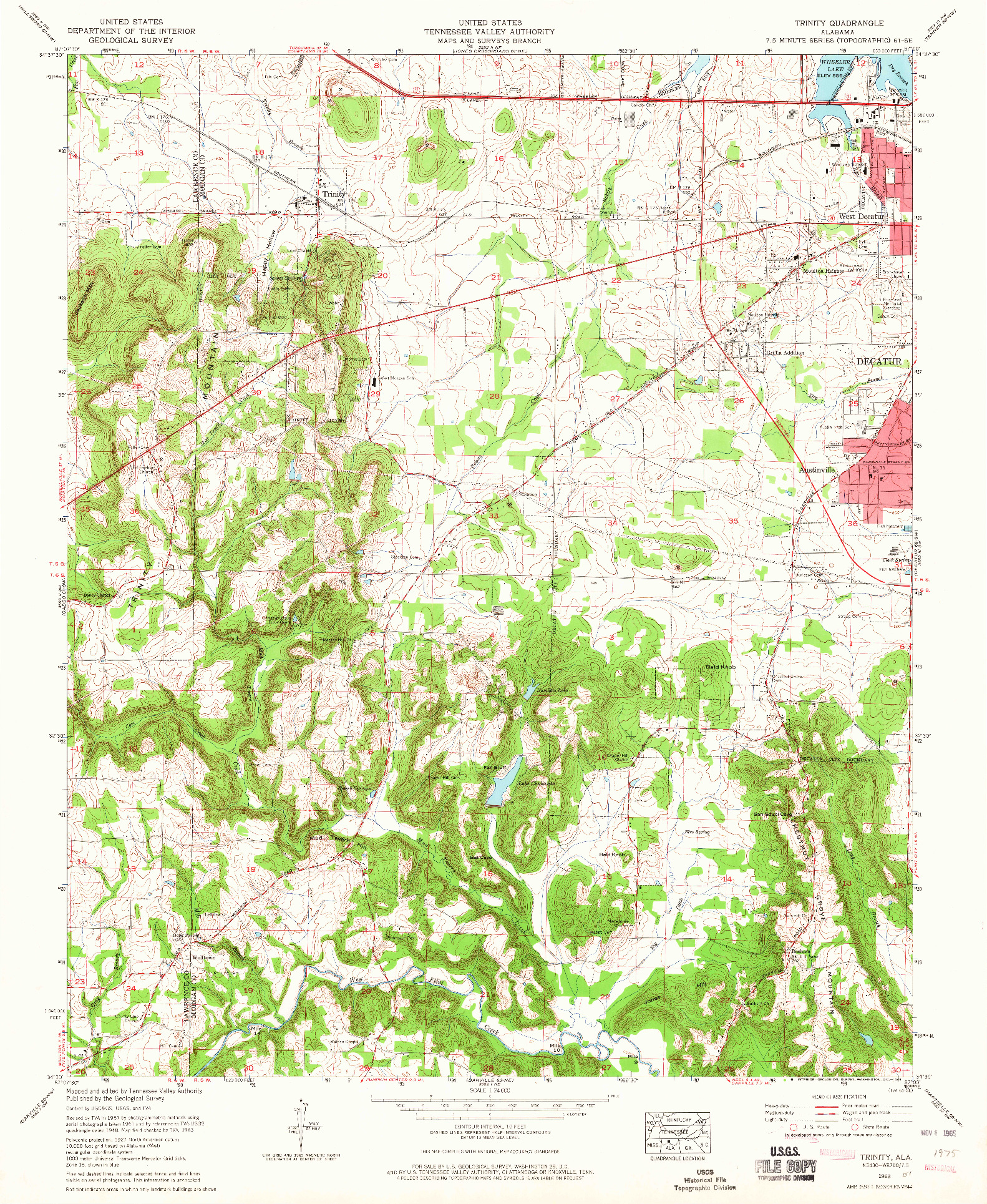 USGS 1:24000-SCALE QUADRANGLE FOR TRINITY, AL 1963