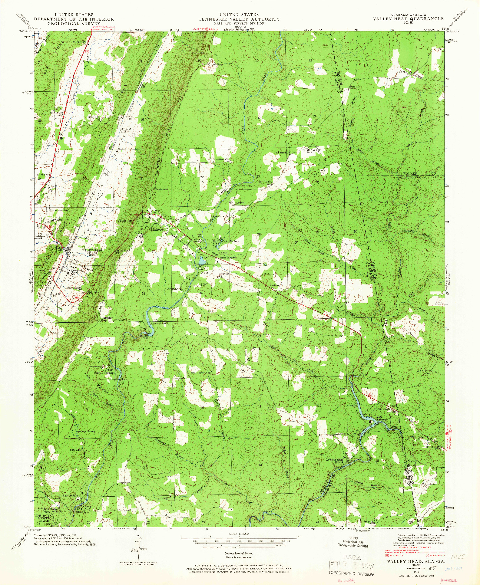 USGS 1:24000-SCALE QUADRANGLE FOR VALLEY HEAD, AL 1946