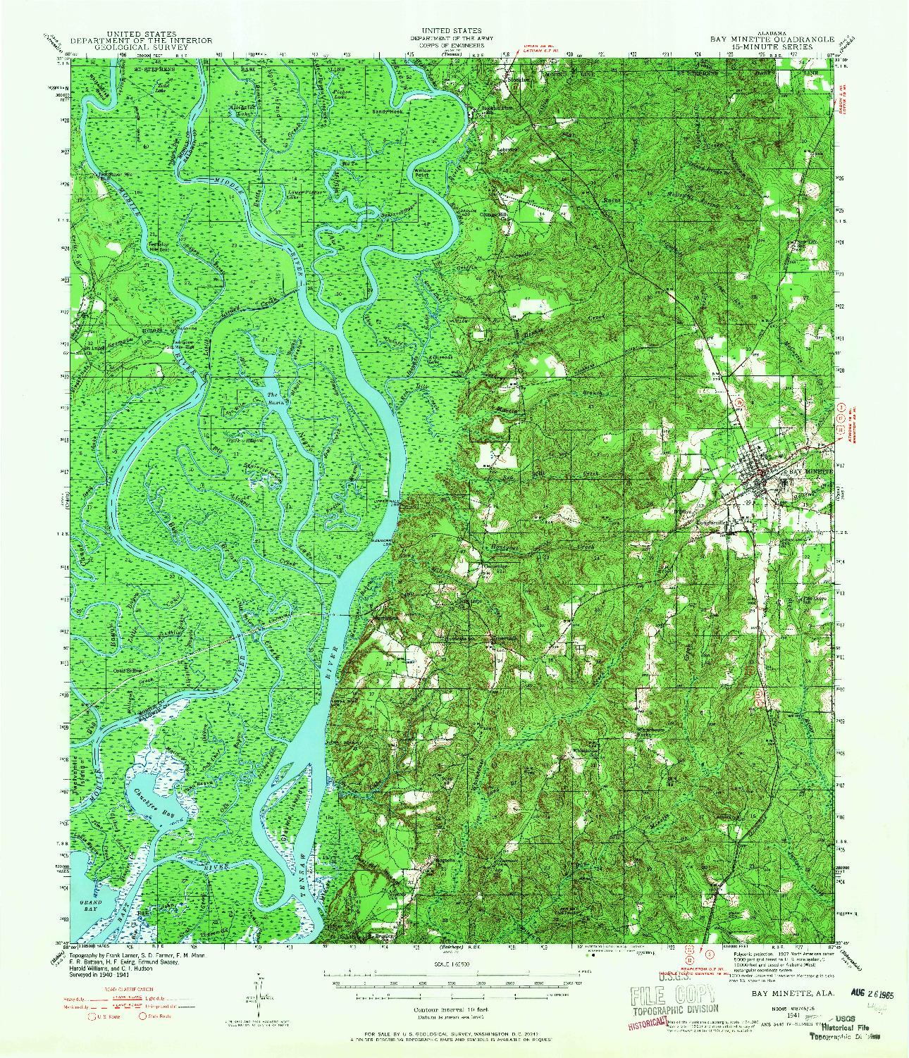 USGS 1:62500-SCALE QUADRANGLE FOR BAY MINETTE, AL 1941