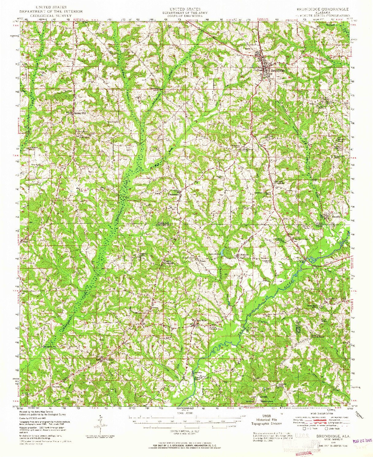 USGS 1:62500-SCALE QUADRANGLE FOR BRUNDIDGE, AL 1948