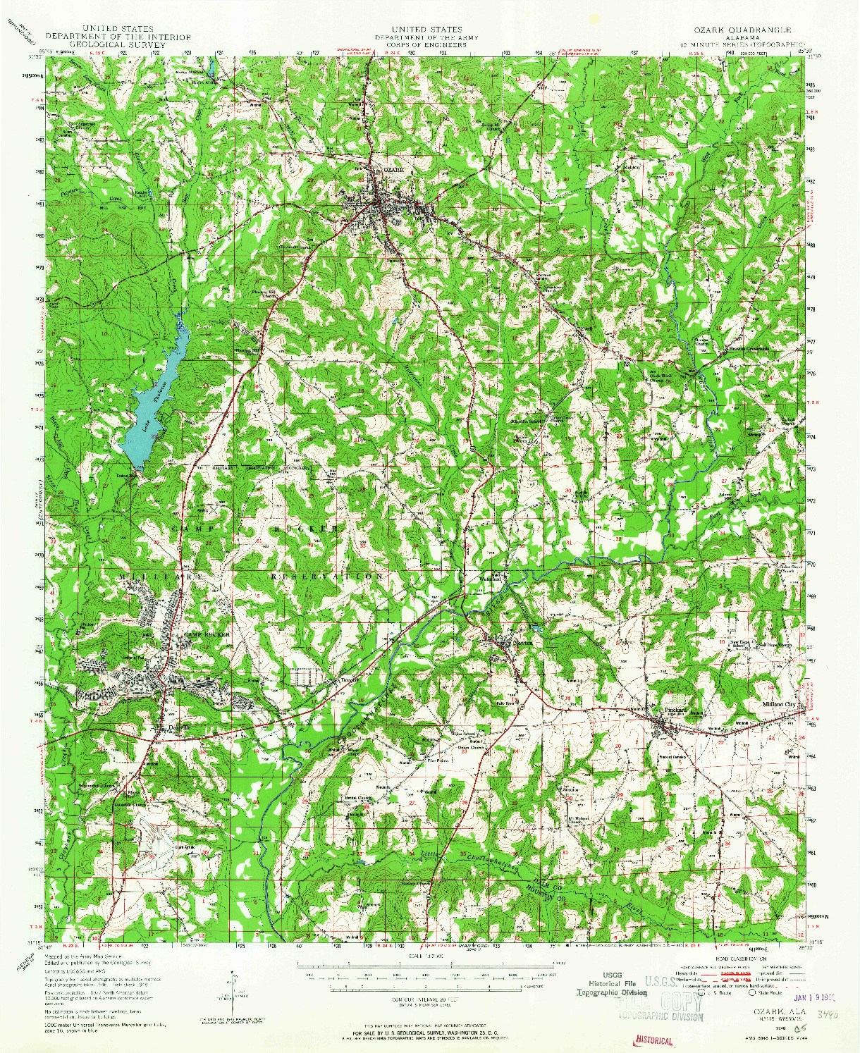 USGS 1:62500-SCALE QUADRANGLE FOR OZARK, AL 1948