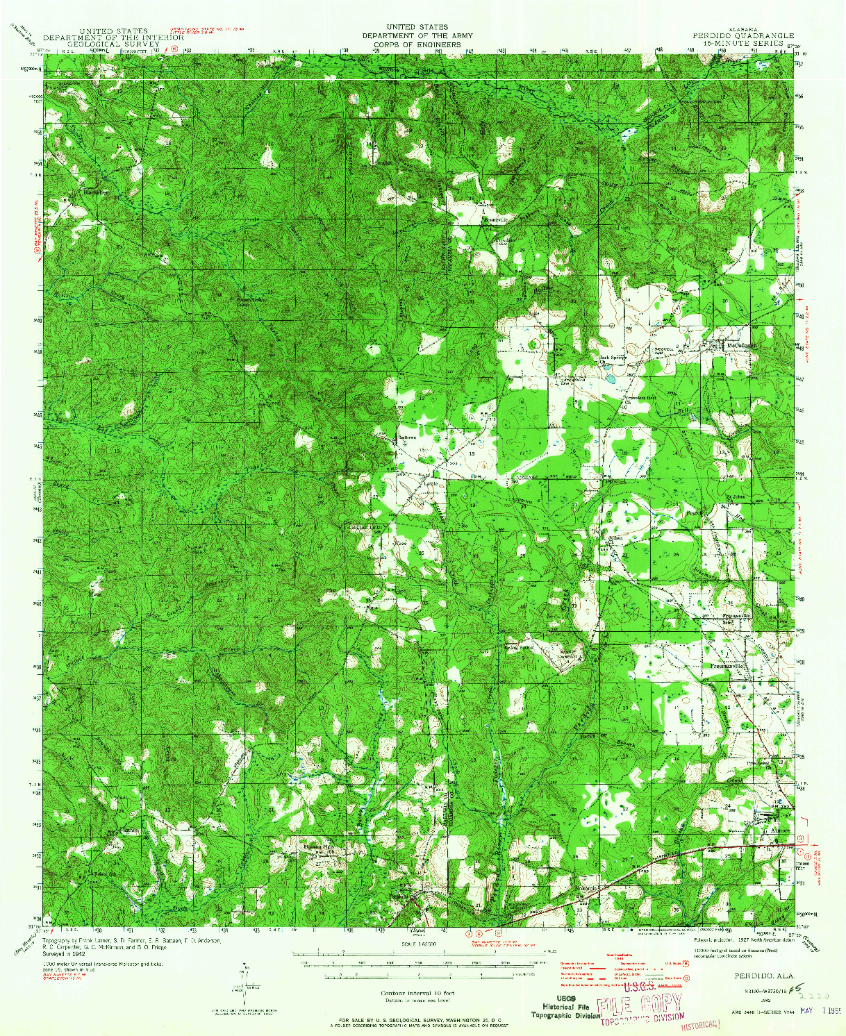 USGS 1:62500-SCALE QUADRANGLE FOR PERDIDO, AL 1942