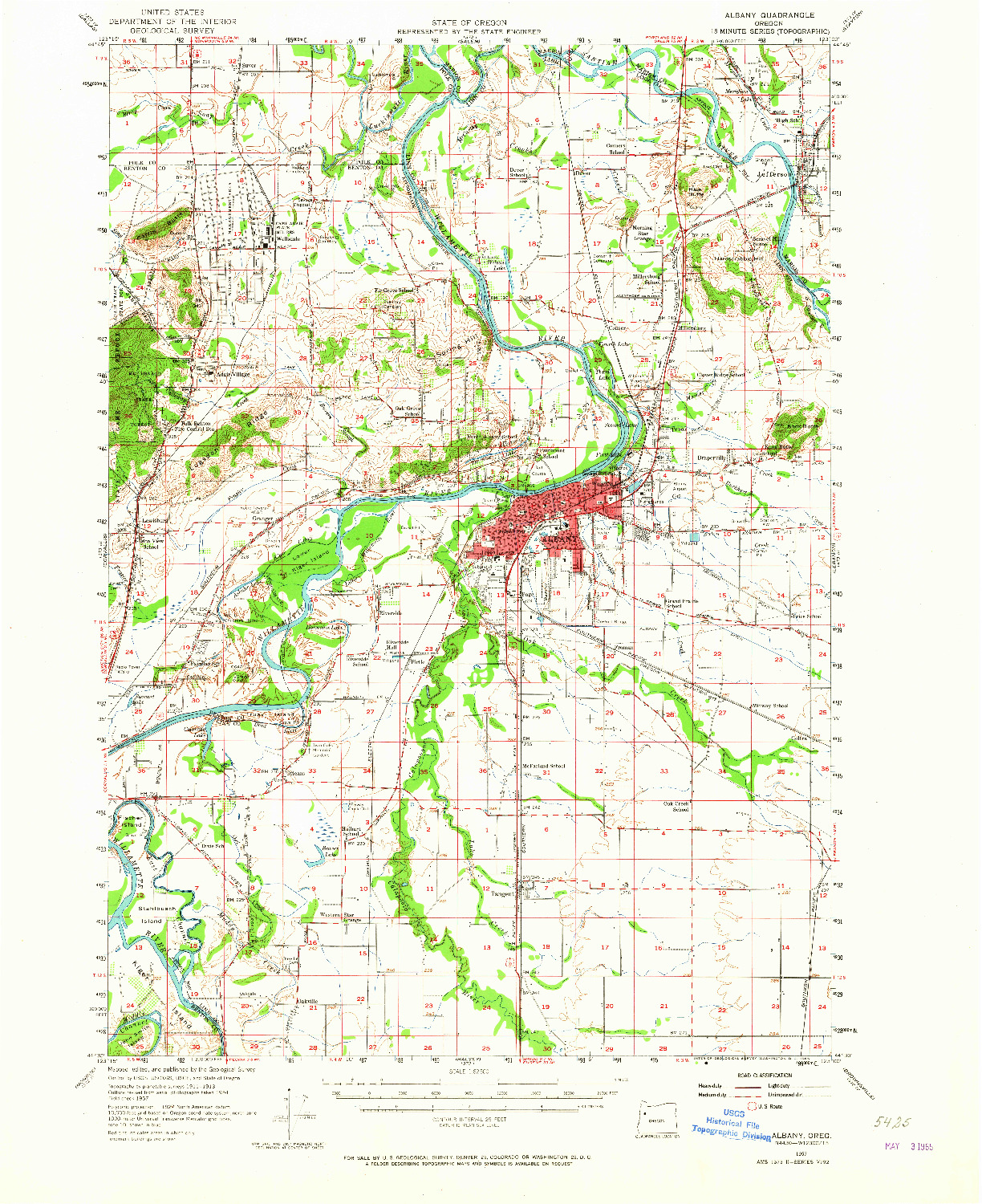 USGS 1:62500-SCALE QUADRANGLE FOR ALBANY, OR 1957