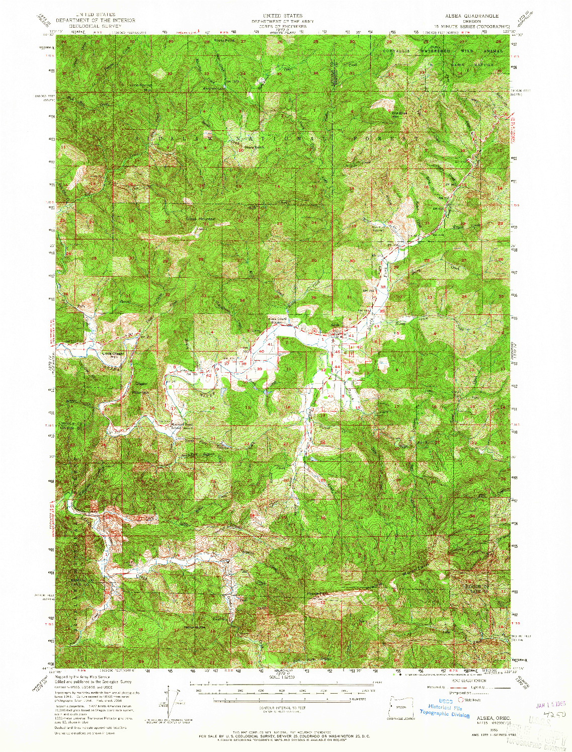 USGS 1:62500-SCALE QUADRANGLE FOR ALSEA, OR 1956