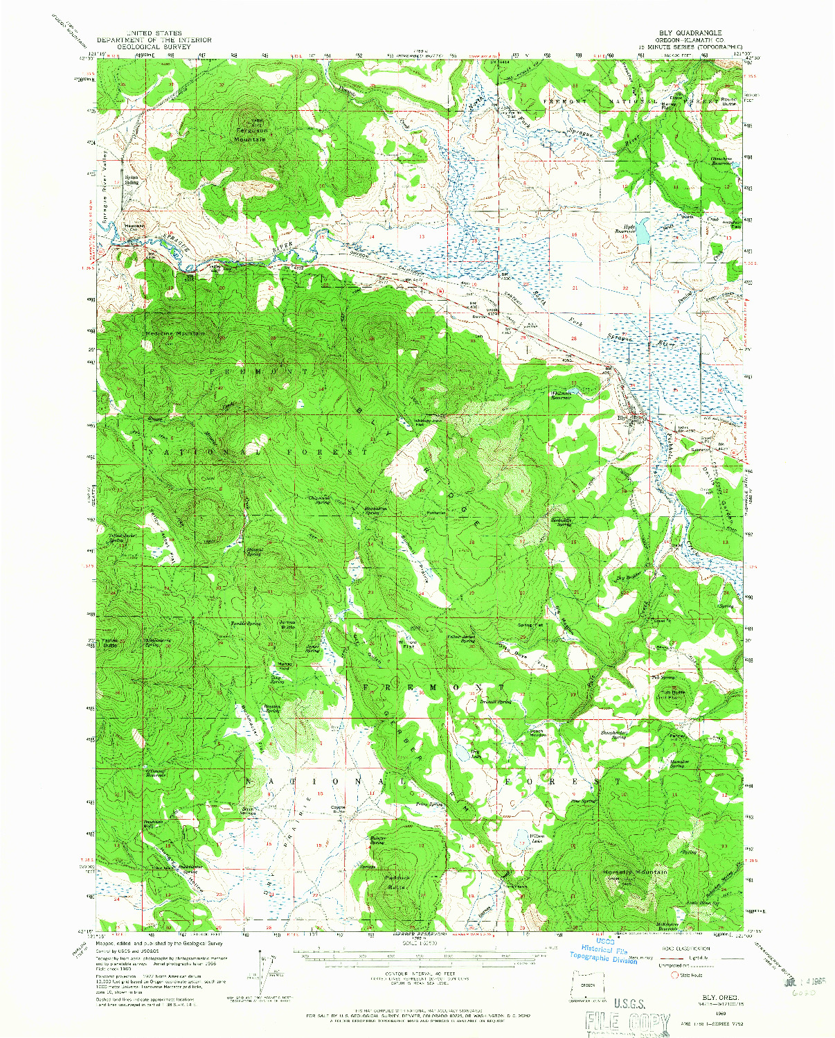 USGS 1:62500-SCALE QUADRANGLE FOR BLY, OR 1960