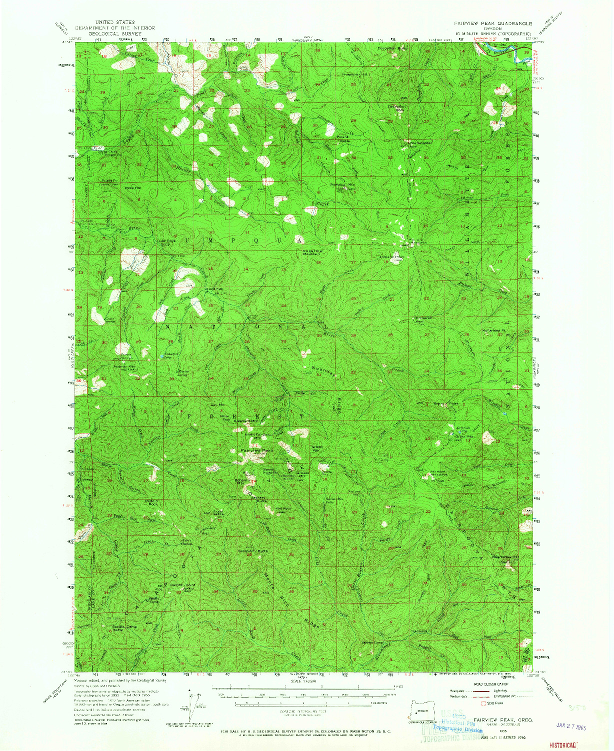 USGS 1:62500-SCALE QUADRANGLE FOR FAIRVIEW PEAK, OR 1955