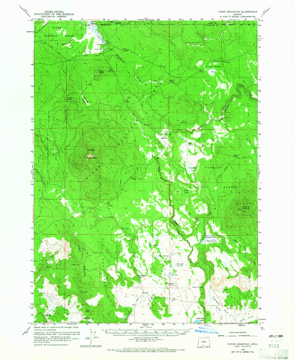 USGS 1:62500-SCALE QUADRANGLE FOR FUEGO MOUNTAIN, OR 1960