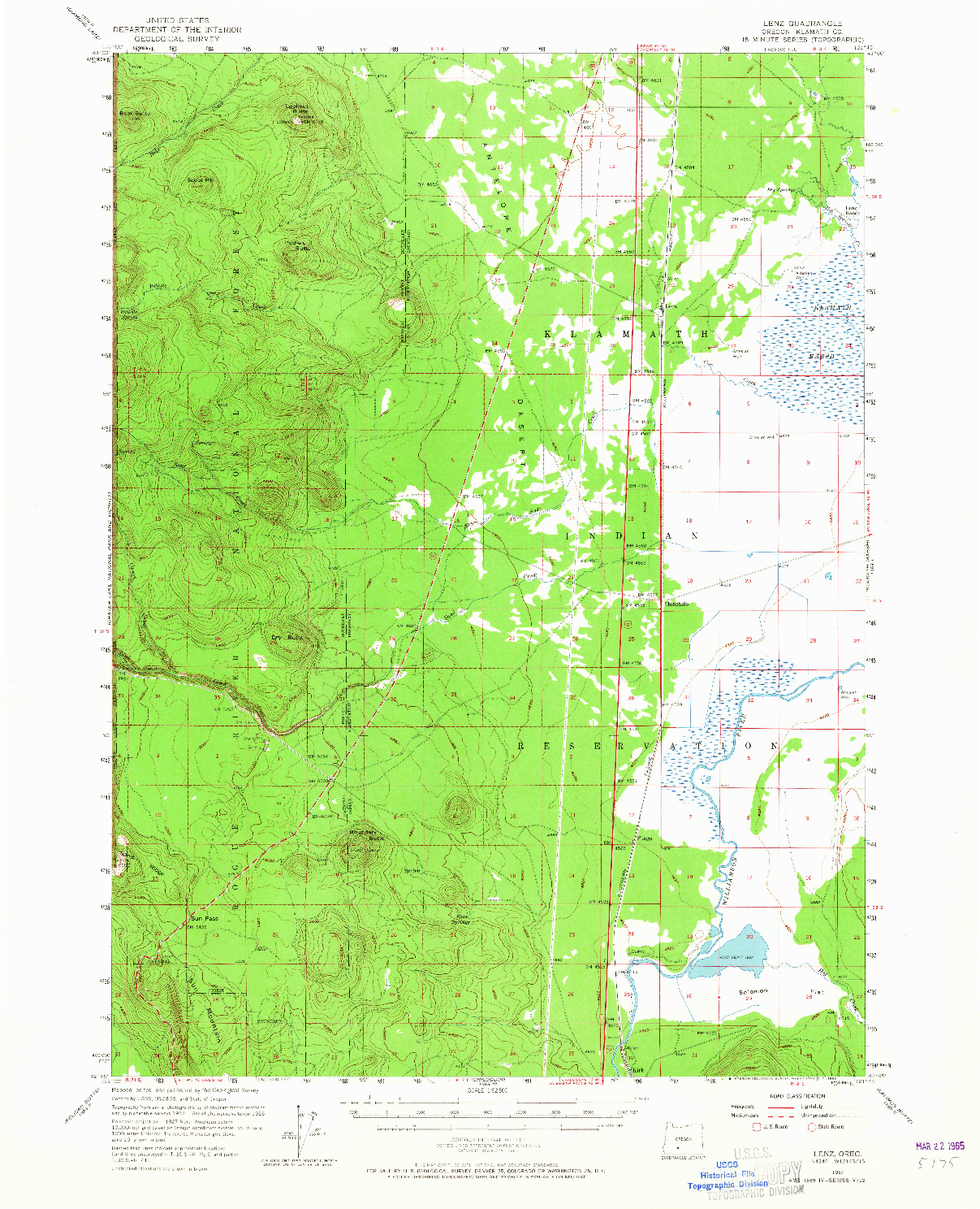 USGS 1:62500-SCALE QUADRANGLE FOR LENZ, OR 1957