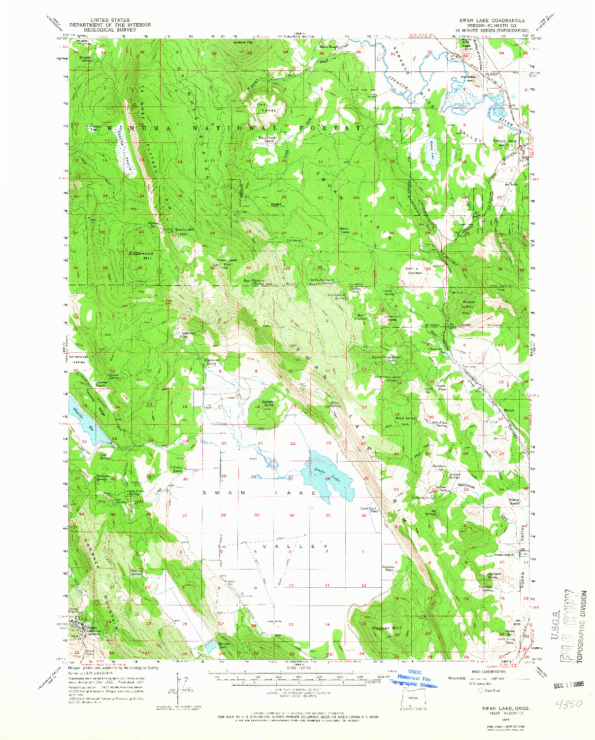 USGS 1:62500-SCALE QUADRANGLE FOR SWAN LAKE, OR 1957