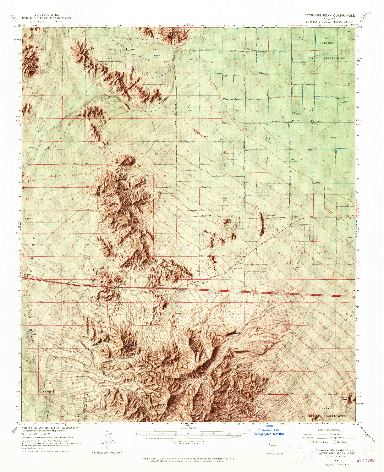 USGS 1:62500-SCALE QUADRANGLE FOR ANTELOPE PEAK, AZ 1963