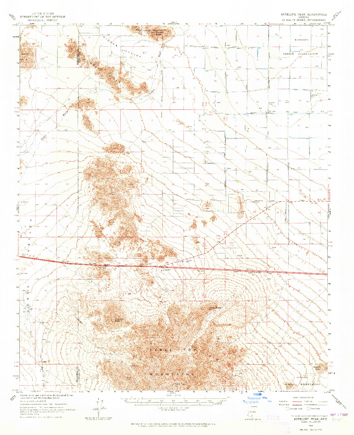 USGS 1:62500-SCALE QUADRANGLE FOR ANTELOPE PEAK, AZ 1963