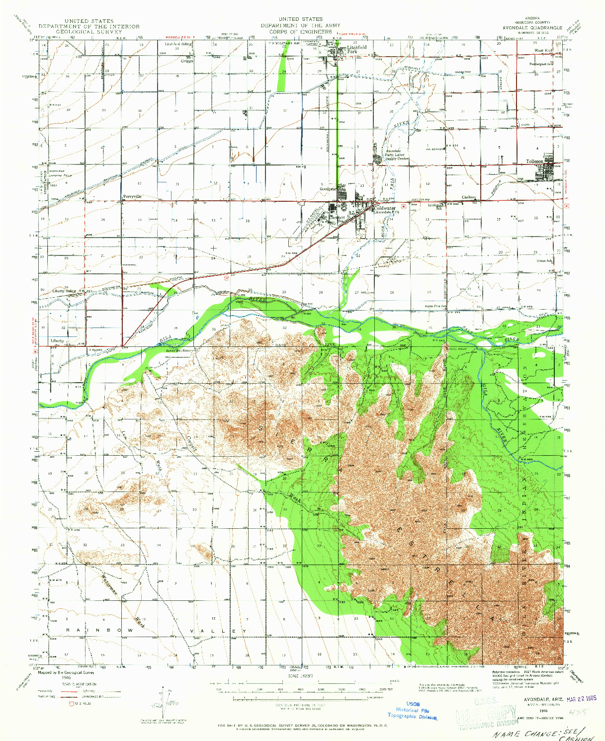 USGS 1:62500-SCALE QUADRANGLE FOR AVONDALE, AZ 1946