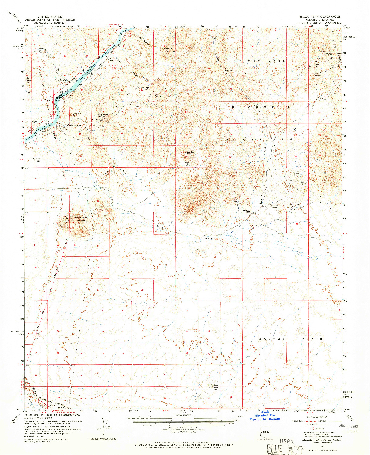 USGS 1:62500-SCALE QUADRANGLE FOR BLACK PEAK, AZ 1959