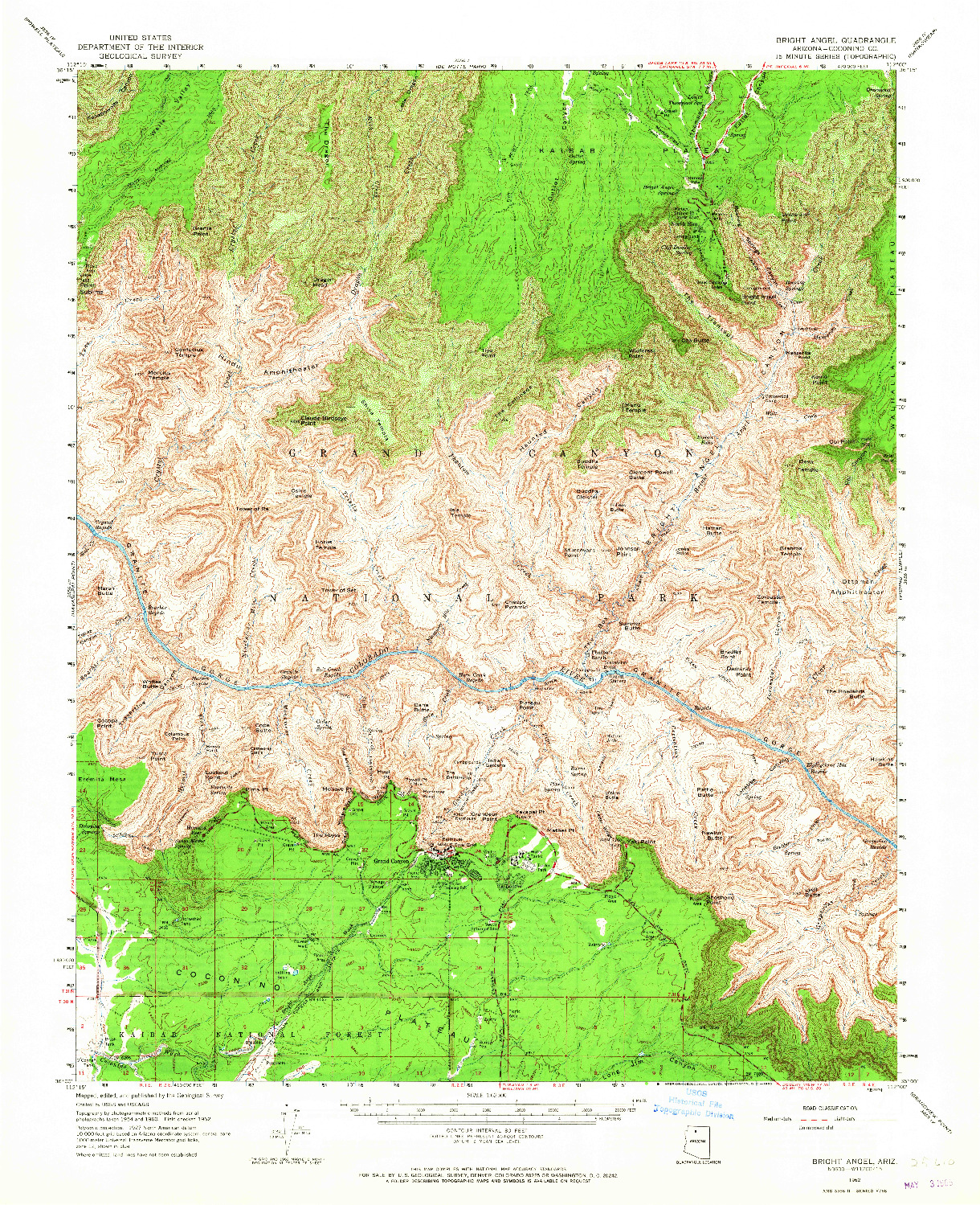 USGS 1:62500-SCALE QUADRANGLE FOR BRIGHT ANGEL, AZ 1962