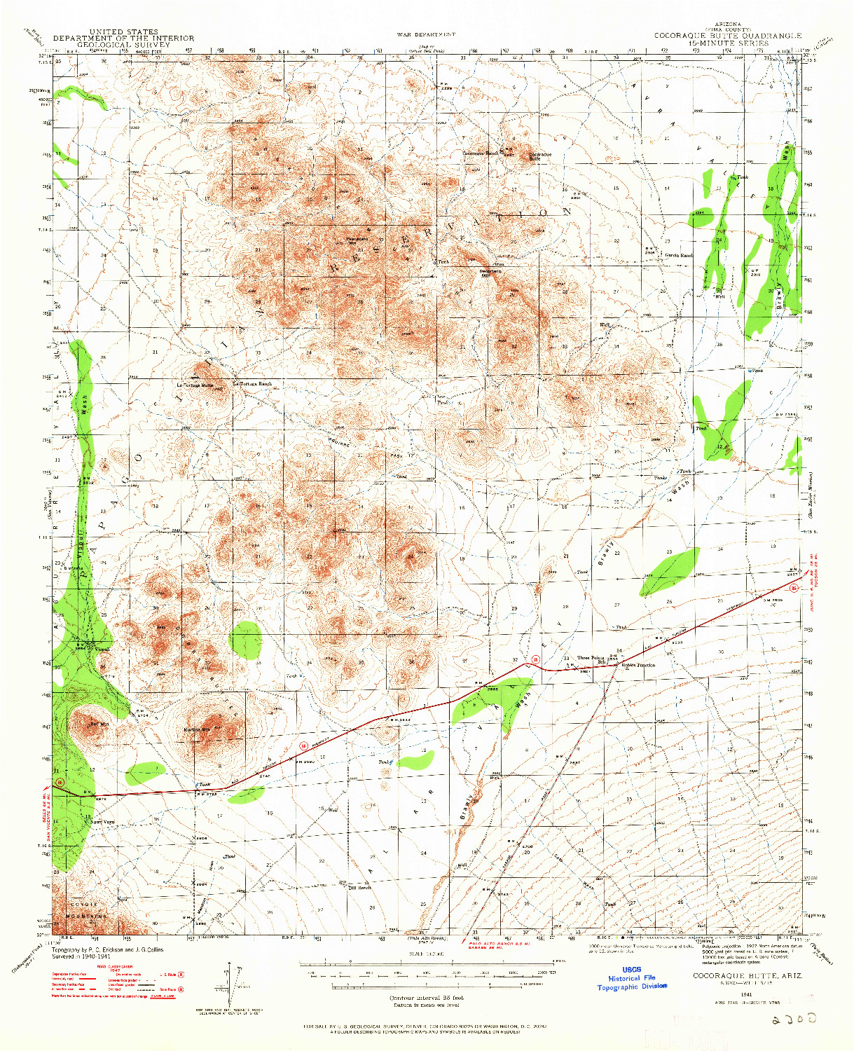 USGS 1:62500-SCALE QUADRANGLE FOR COCORAQUE BUTTE, AZ 1941