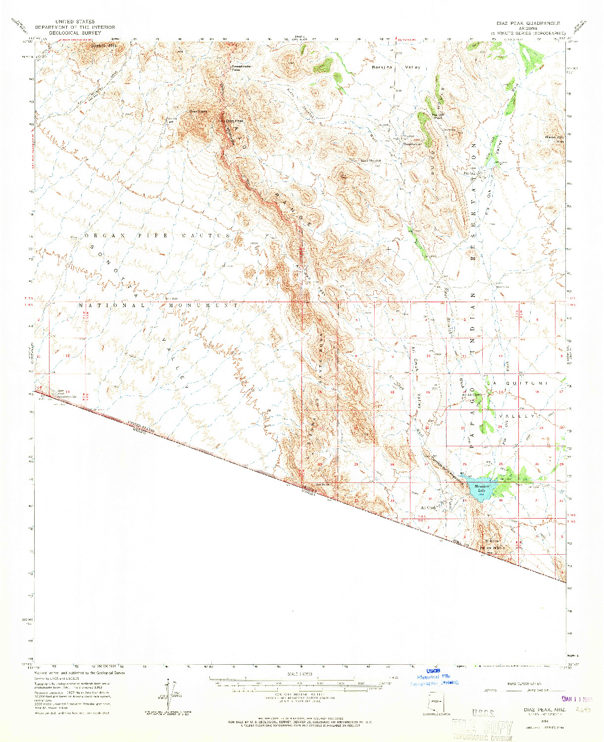 USGS 1:62500-SCALE QUADRANGLE FOR DIAZ PEAK, AZ 1963