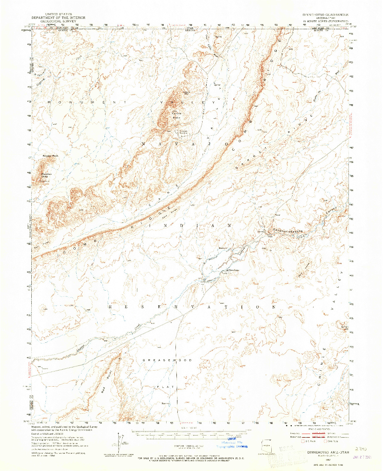 USGS 1:62500-SCALE QUADRANGLE FOR DINNEHOTSO, AZ 1952