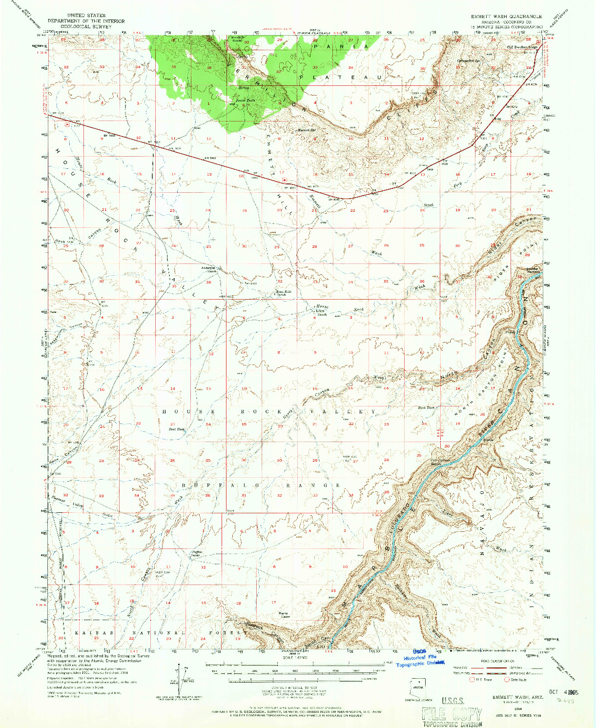 USGS 1:62500-SCALE QUADRANGLE FOR EMMETT WASH, AZ 1954