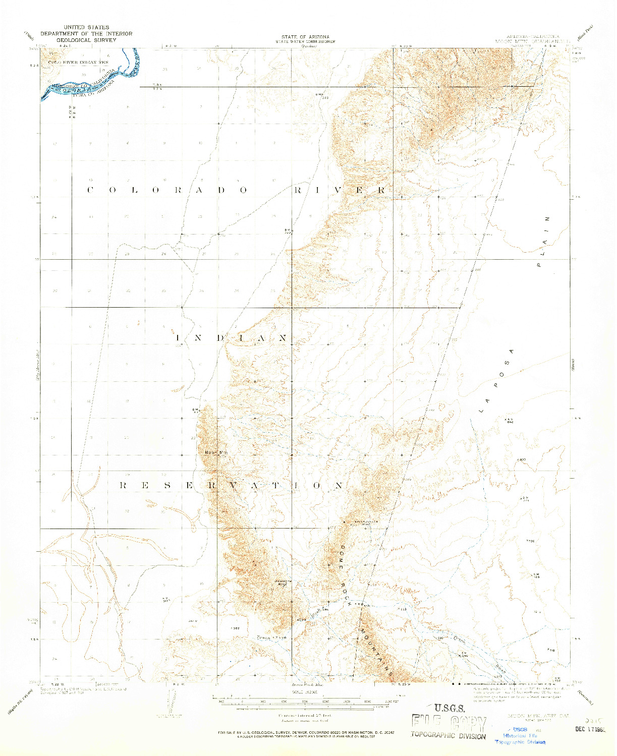 USGS 1:62500-SCALE QUADRANGLE FOR MOON MTN, AZ 1931