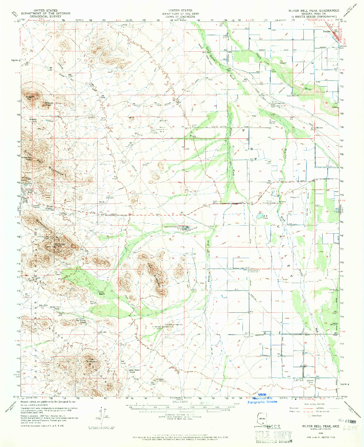 USGS 1:62500-SCALE QUADRANGLE FOR SILVER BELL PEAK, AZ 1959