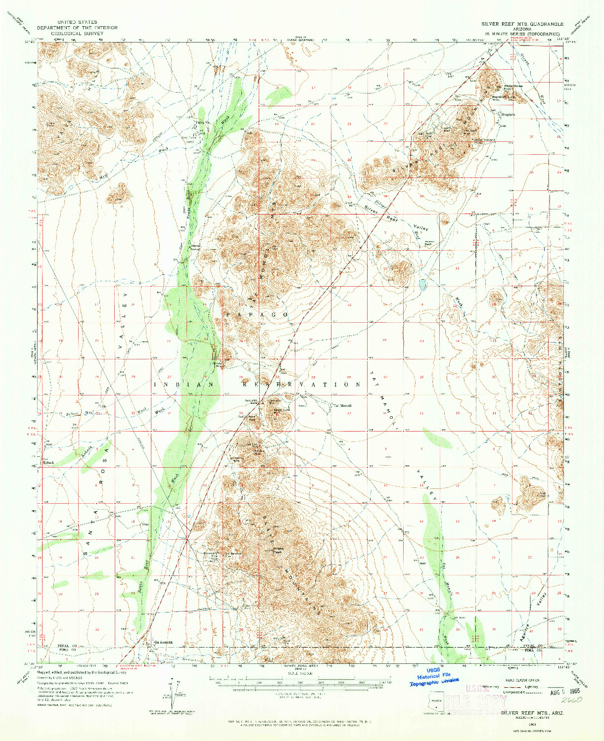 USGS 1:62500-SCALE QUADRANGLE FOR SILVER REEF MTS, AZ 1963