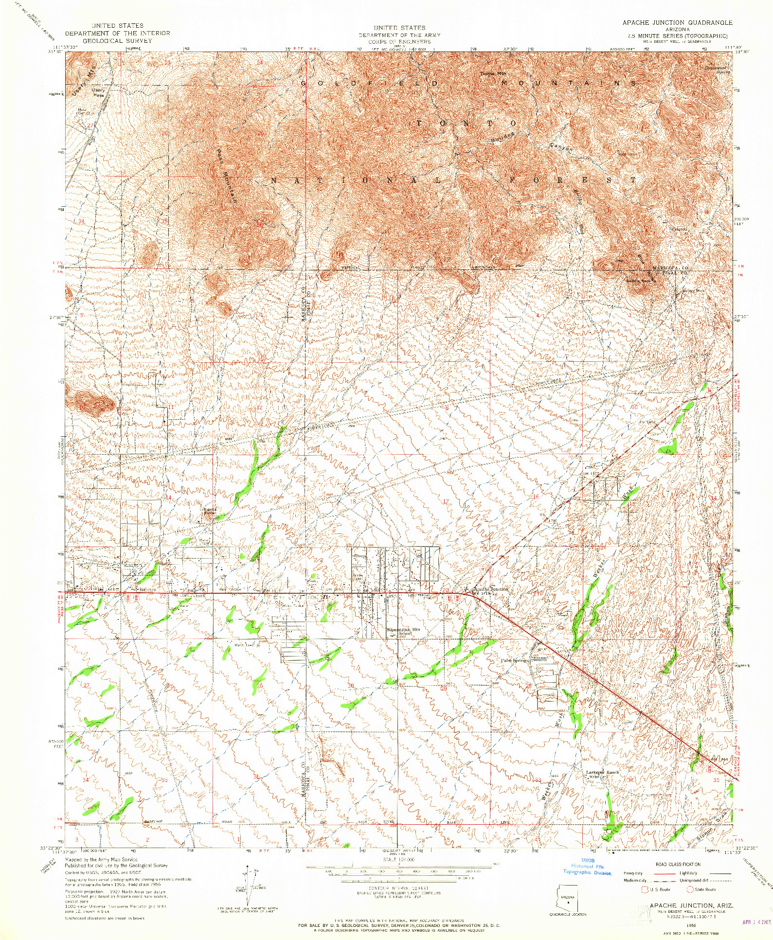 USGS 1:24000-SCALE QUADRANGLE FOR APACHE JUNCTION, AZ 1956