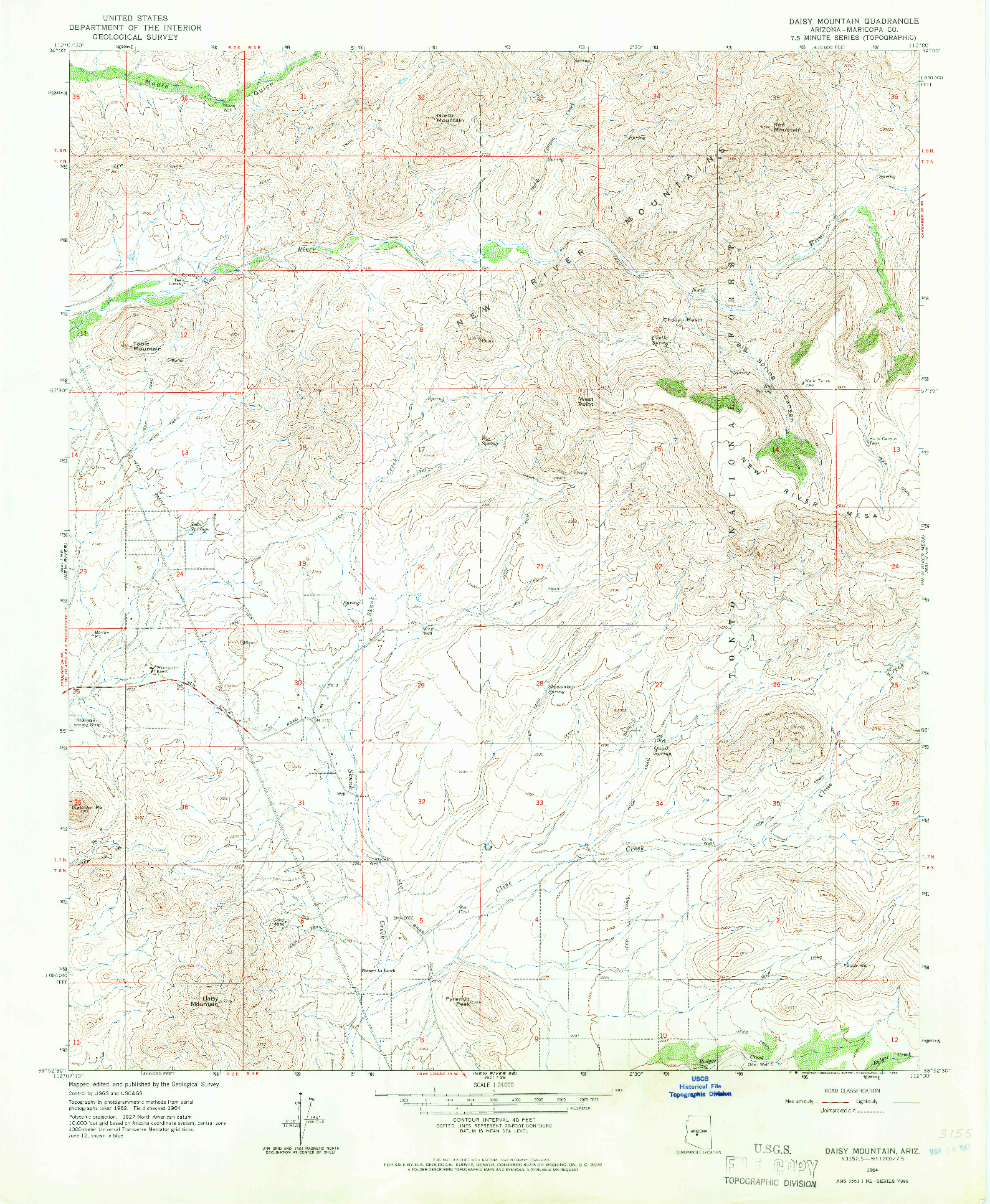 USGS 1:24000-SCALE QUADRANGLE FOR DAISY MOUNTAIN, AZ 1964