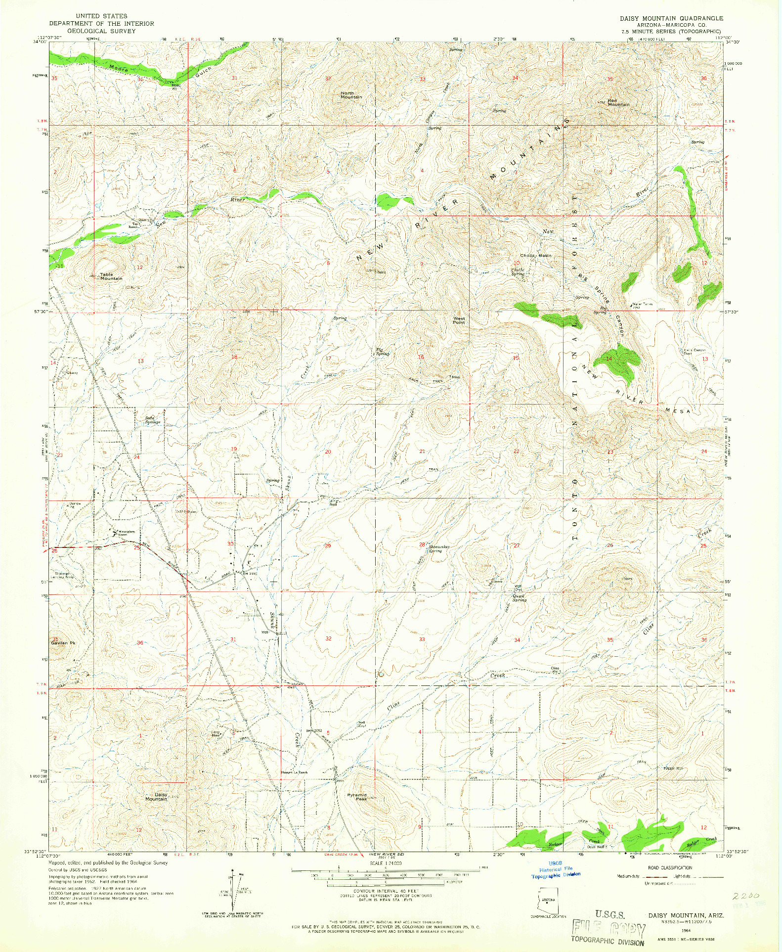 USGS 1:24000-SCALE QUADRANGLE FOR DAISY MOUNTAIN, AZ 1964