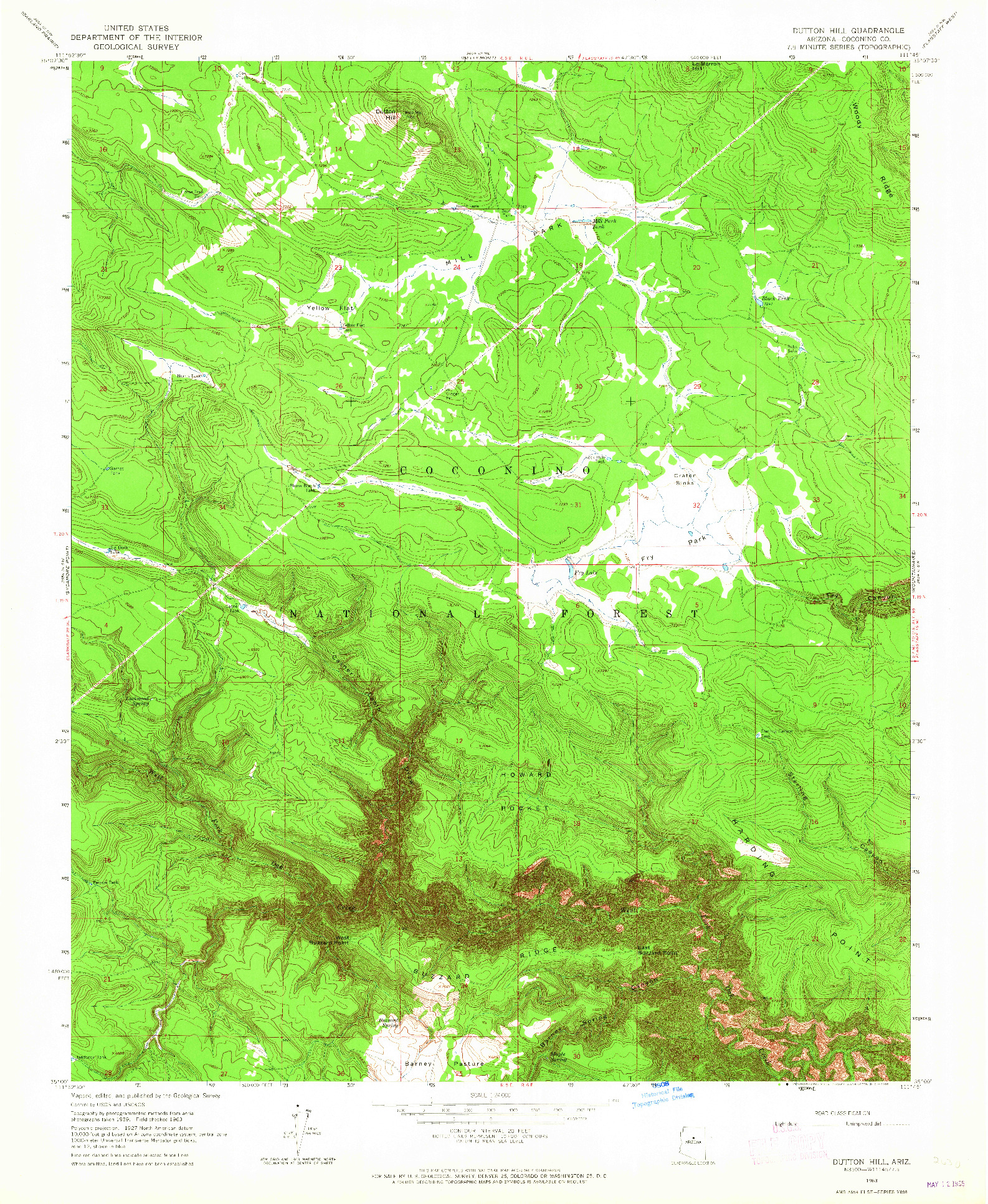 USGS 1:24000-SCALE QUADRANGLE FOR DUTTON HILL, AZ 1963