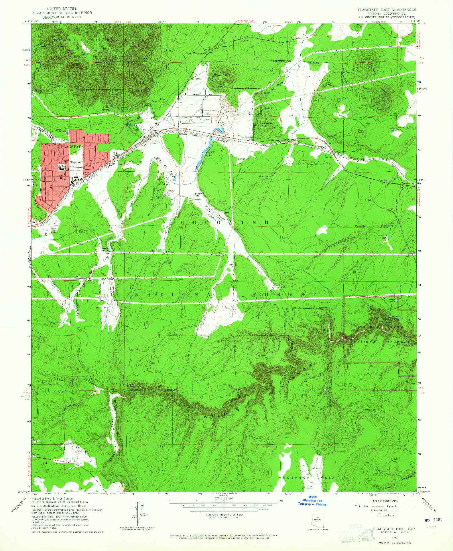 USGS 1:24000-SCALE QUADRANGLE FOR FLAGSTAFF EAST, AZ 1962