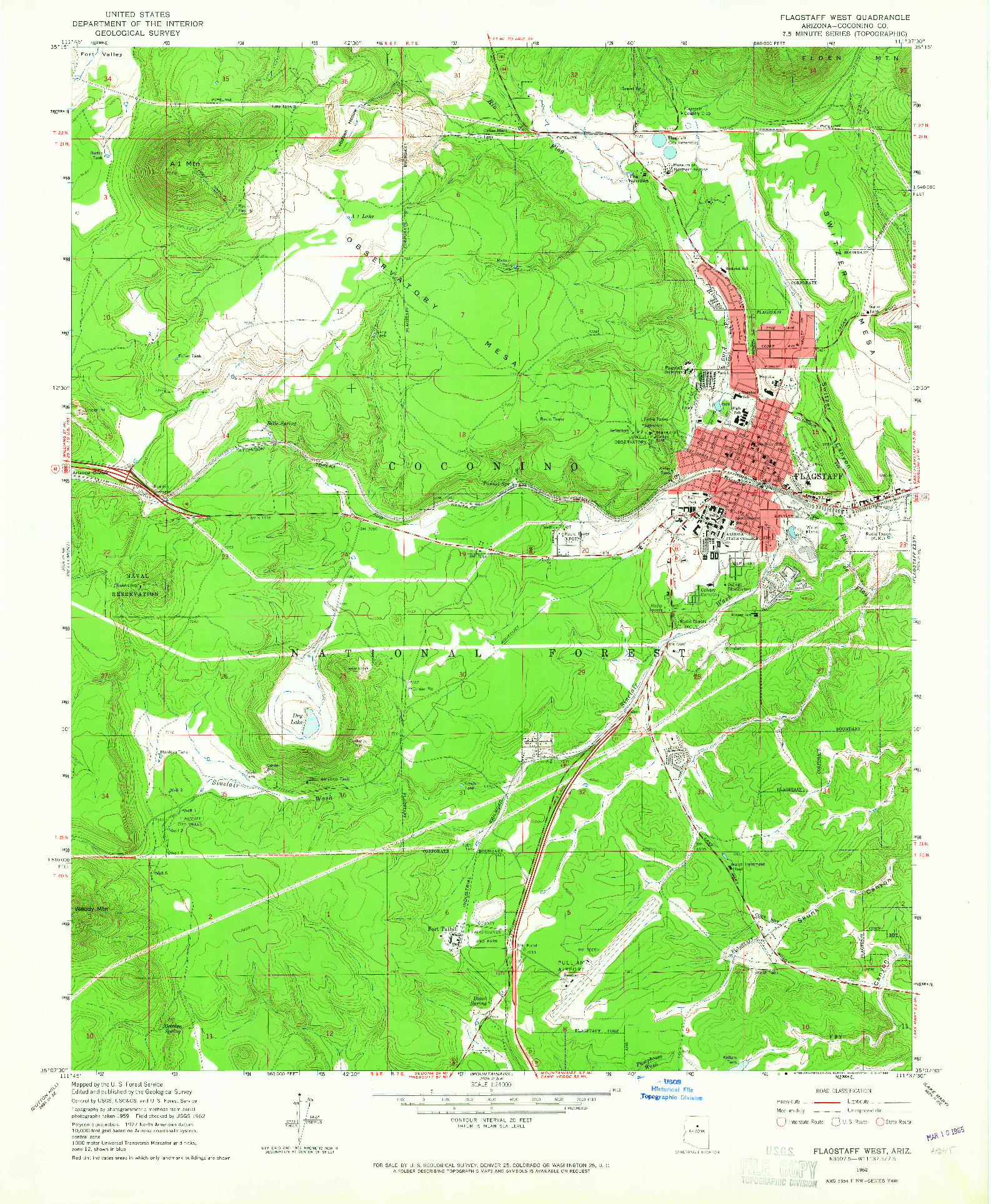 USGS 1:24000-SCALE QUADRANGLE FOR FLAGSTAFF WEST, AZ 1962