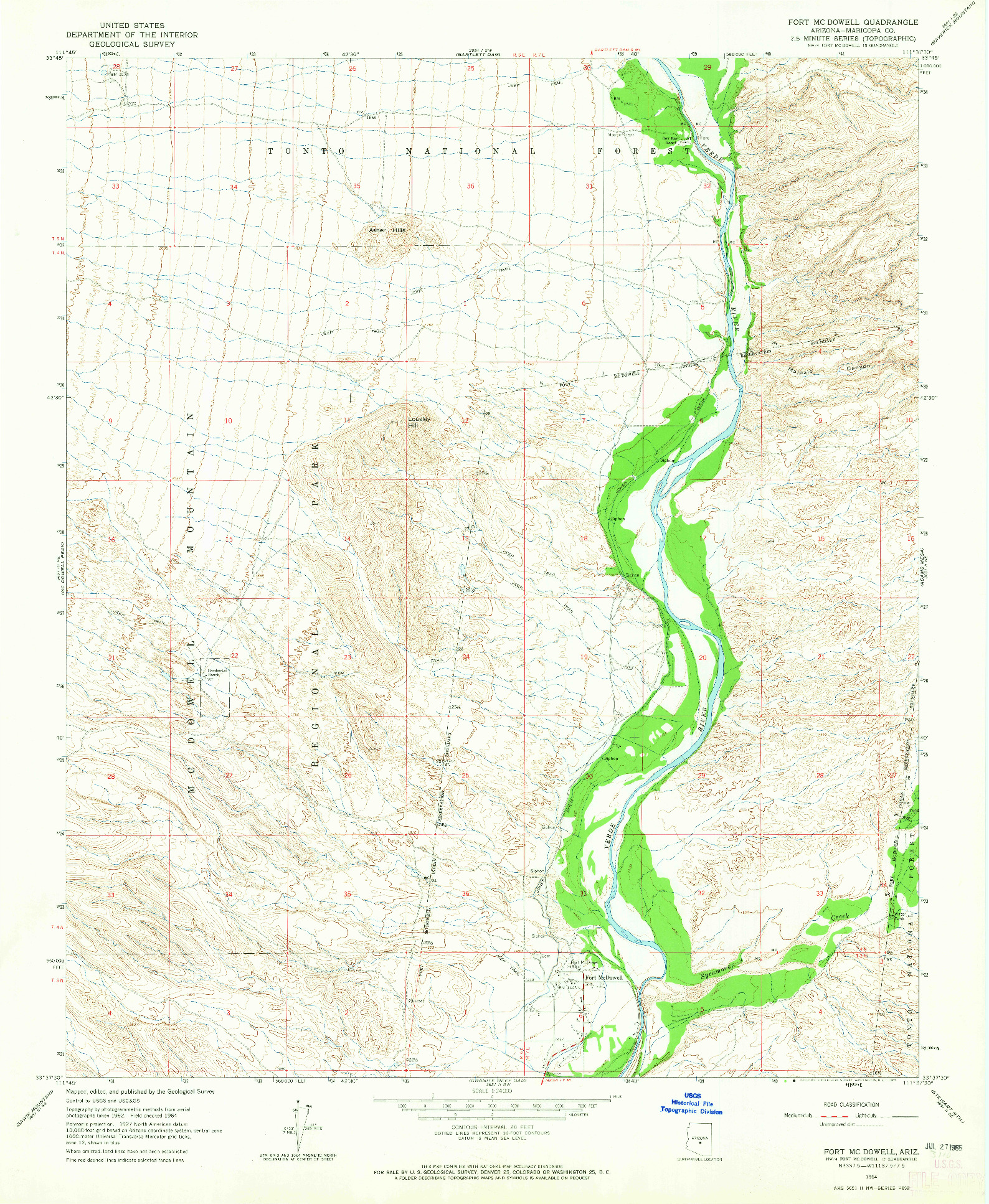 USGS 1:24000-SCALE QUADRANGLE FOR FORT MCDOWELL, AZ 1964