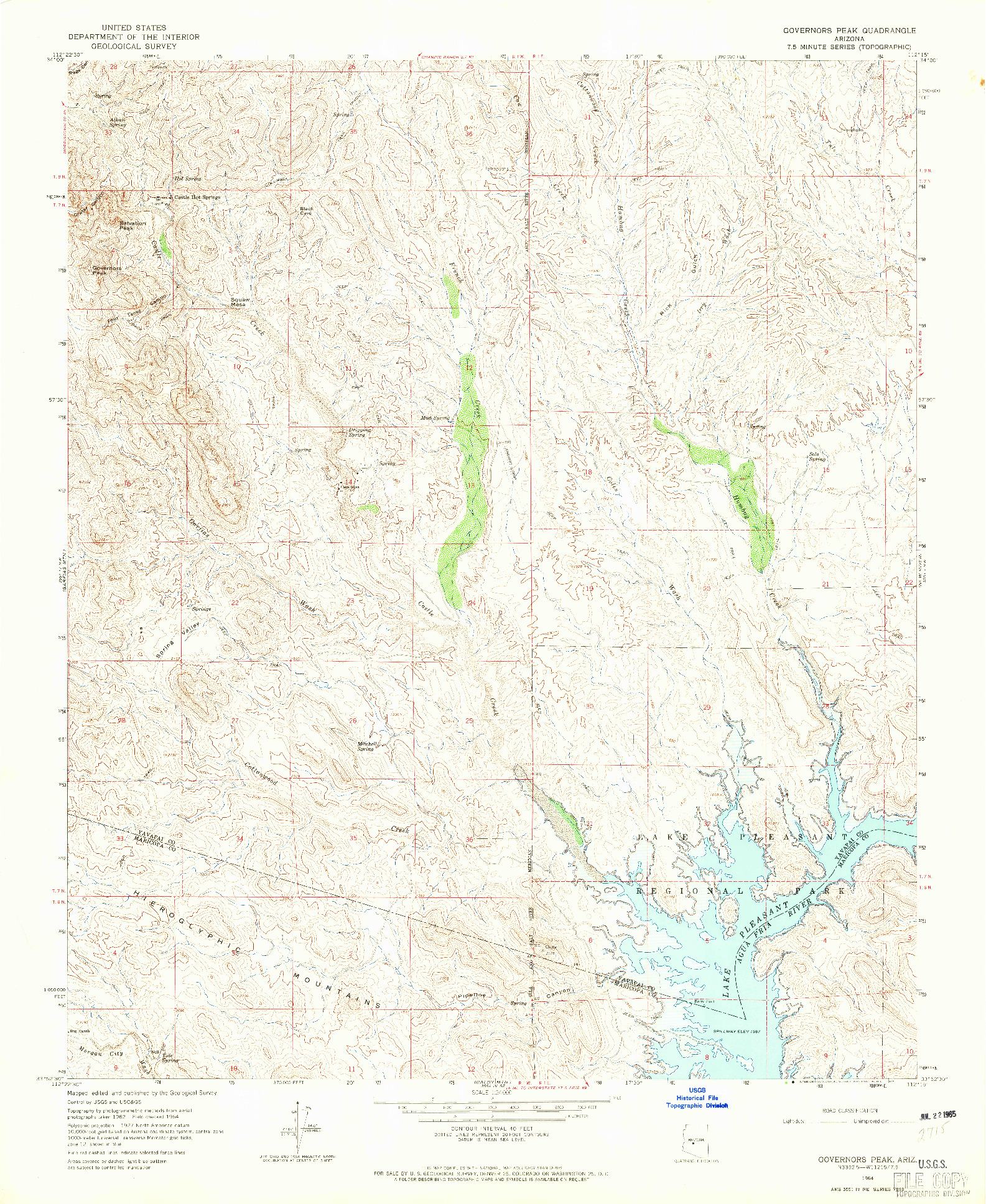 USGS 1:24000-SCALE QUADRANGLE FOR GOVERNORS PEAK, AZ 1964