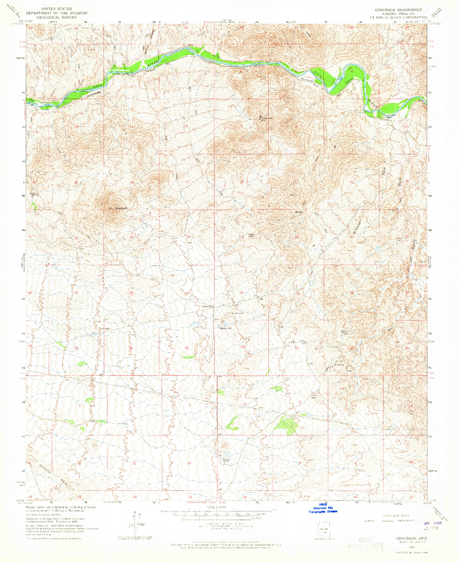 USGS 1:24000-SCALE QUADRANGLE FOR GRAYBACK, AZ 1964