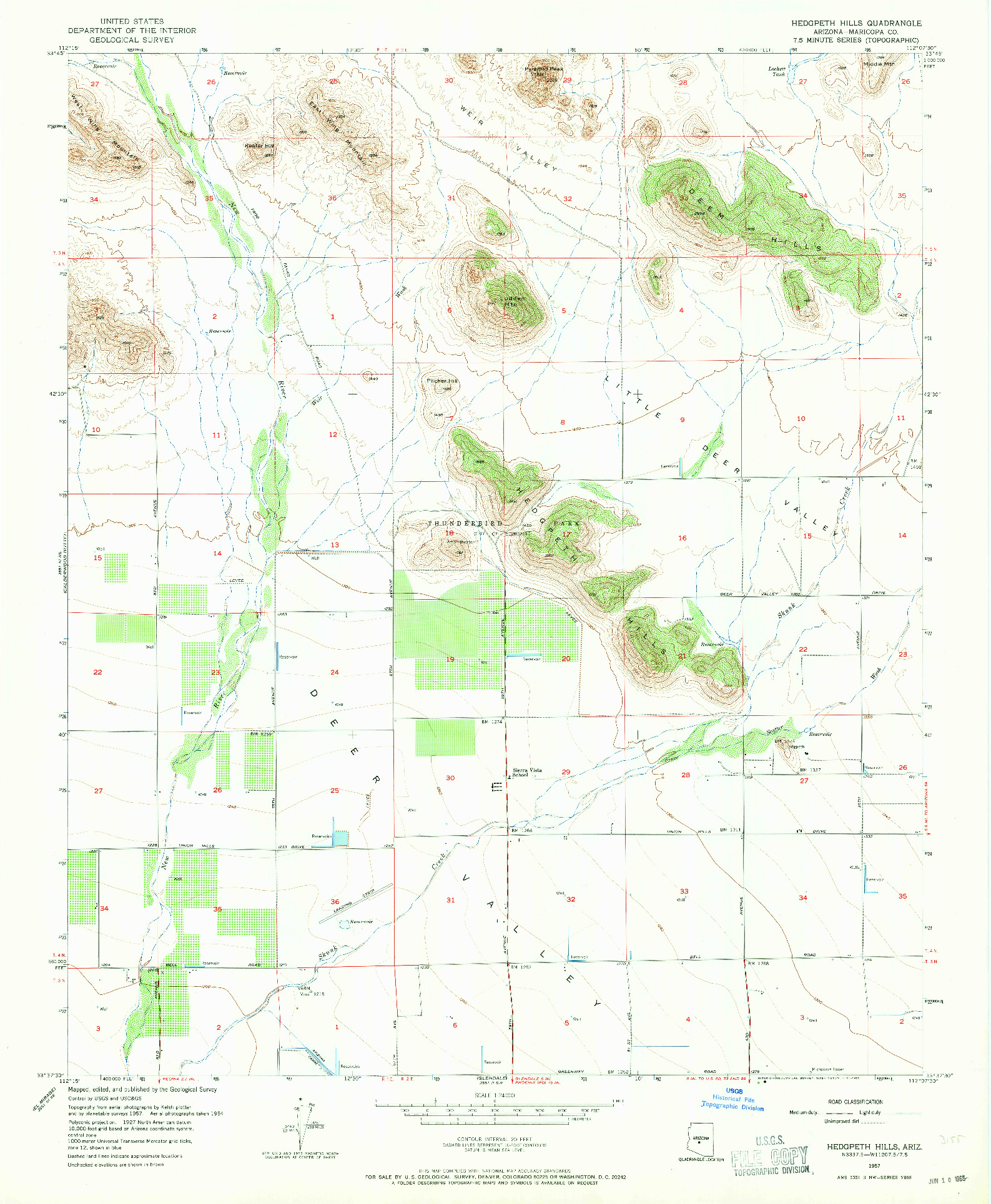 USGS 1:24000-SCALE QUADRANGLE FOR HEDGPETH HILLS, AZ 1957