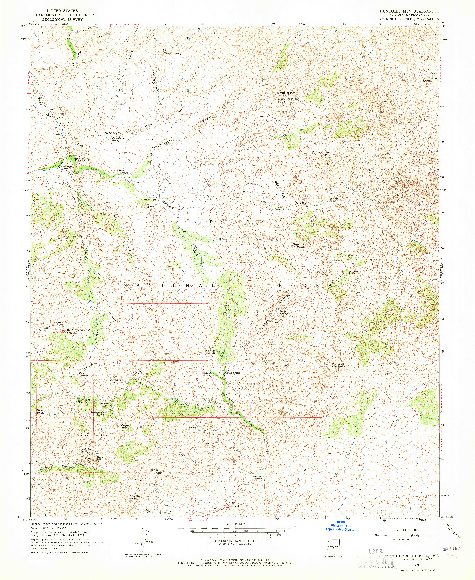 USGS 1:24000-SCALE QUADRANGLE FOR HUMBOLDT MTN., AZ 1964