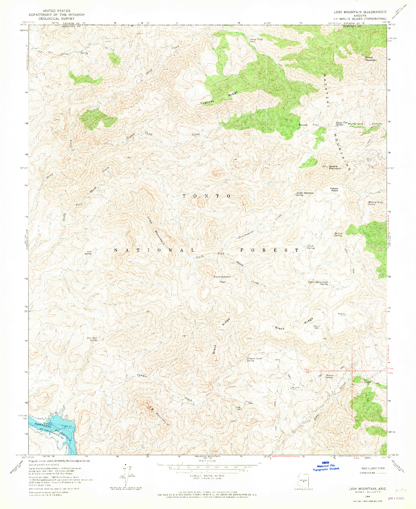 USGS 1:24000-SCALE QUADRANGLE FOR LION MOUNTAIN, AZ 1964