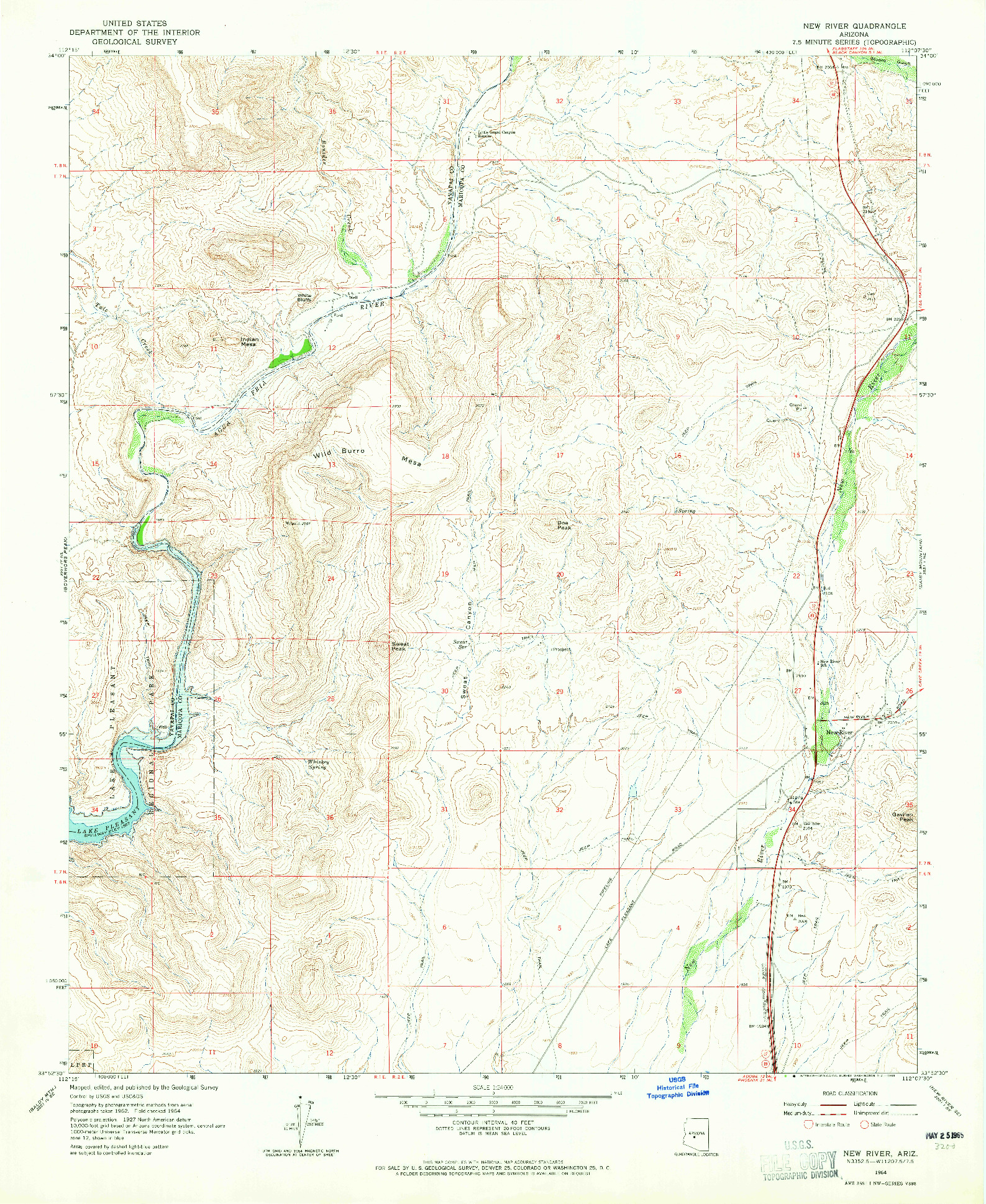 USGS 1:24000-SCALE QUADRANGLE FOR NEW RIVER, AZ 1964