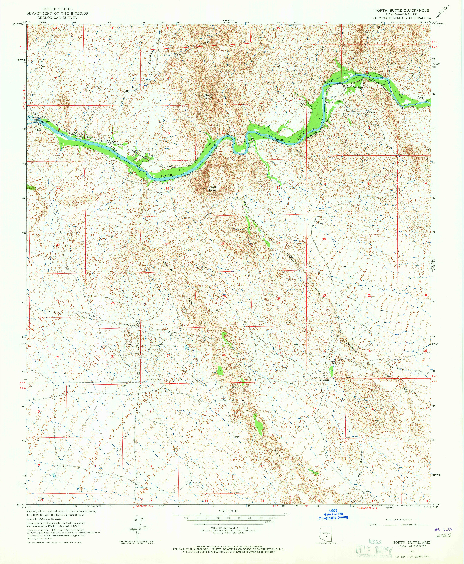 USGS 1:24000-SCALE QUADRANGLE FOR NORTH BUTTE, AZ 1964