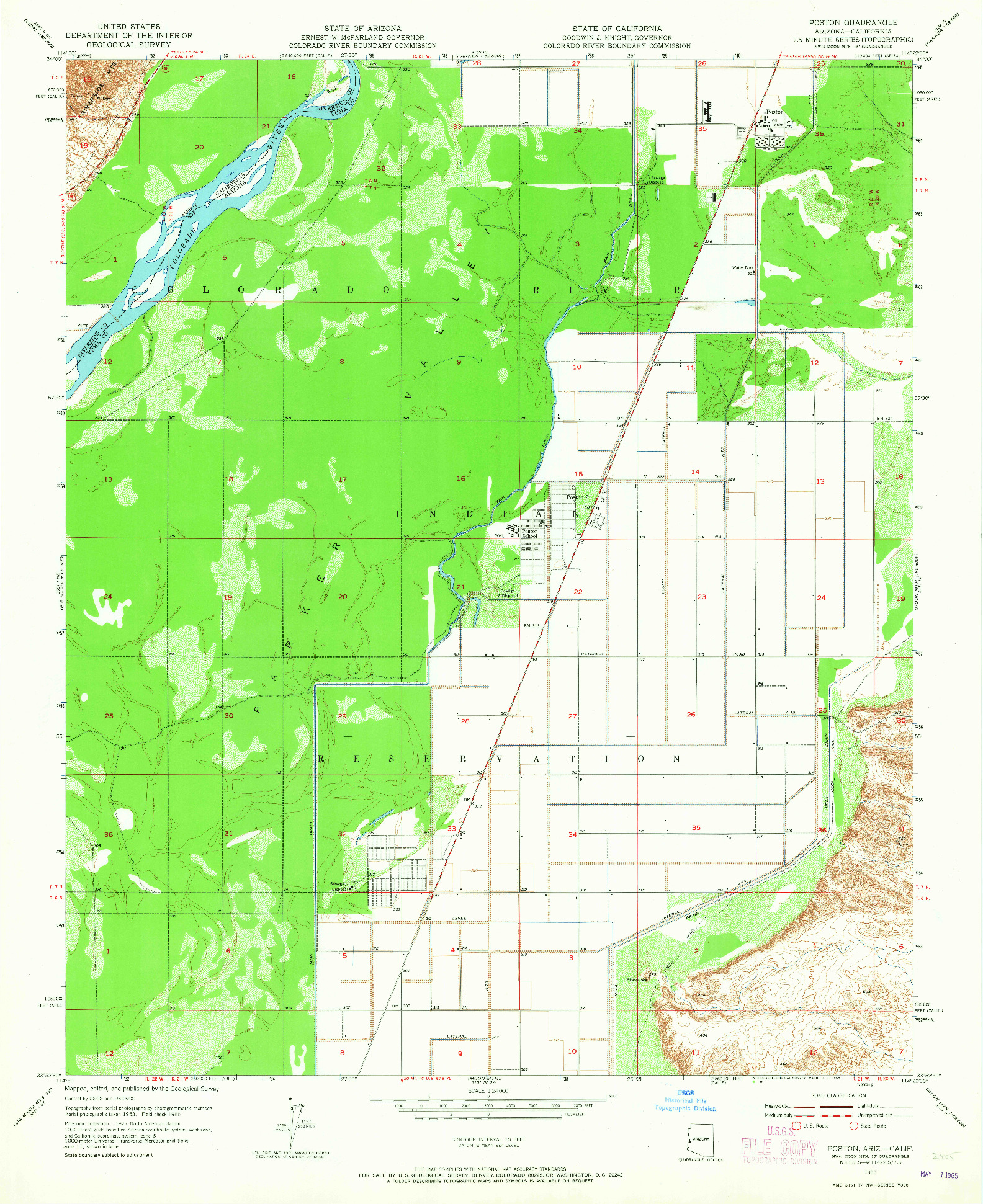USGS 1:24000-SCALE QUADRANGLE FOR POSTON, AZ 1955