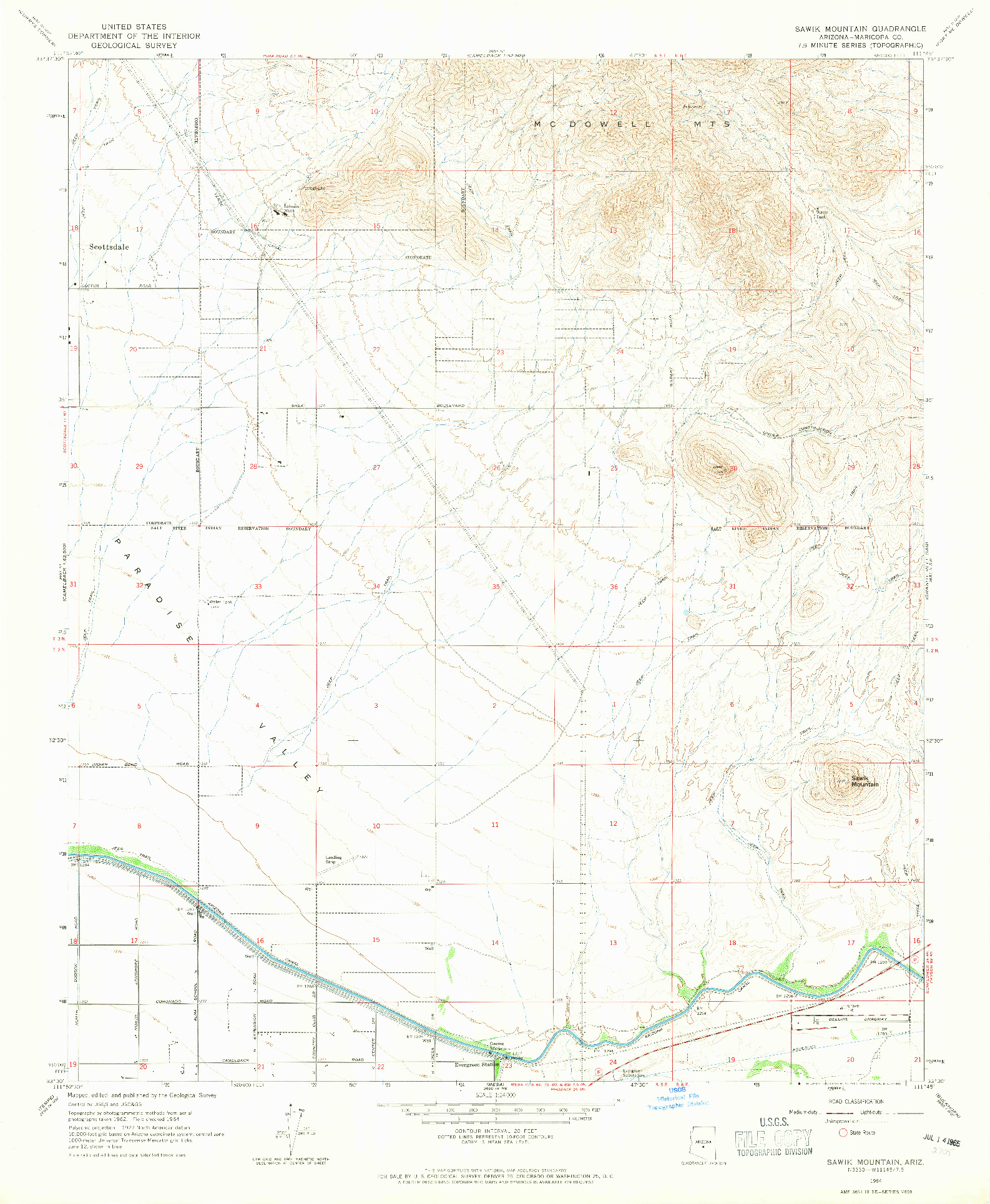 USGS 1:24000-SCALE QUADRANGLE FOR SAWIK MOUNTAIN, AZ 1964