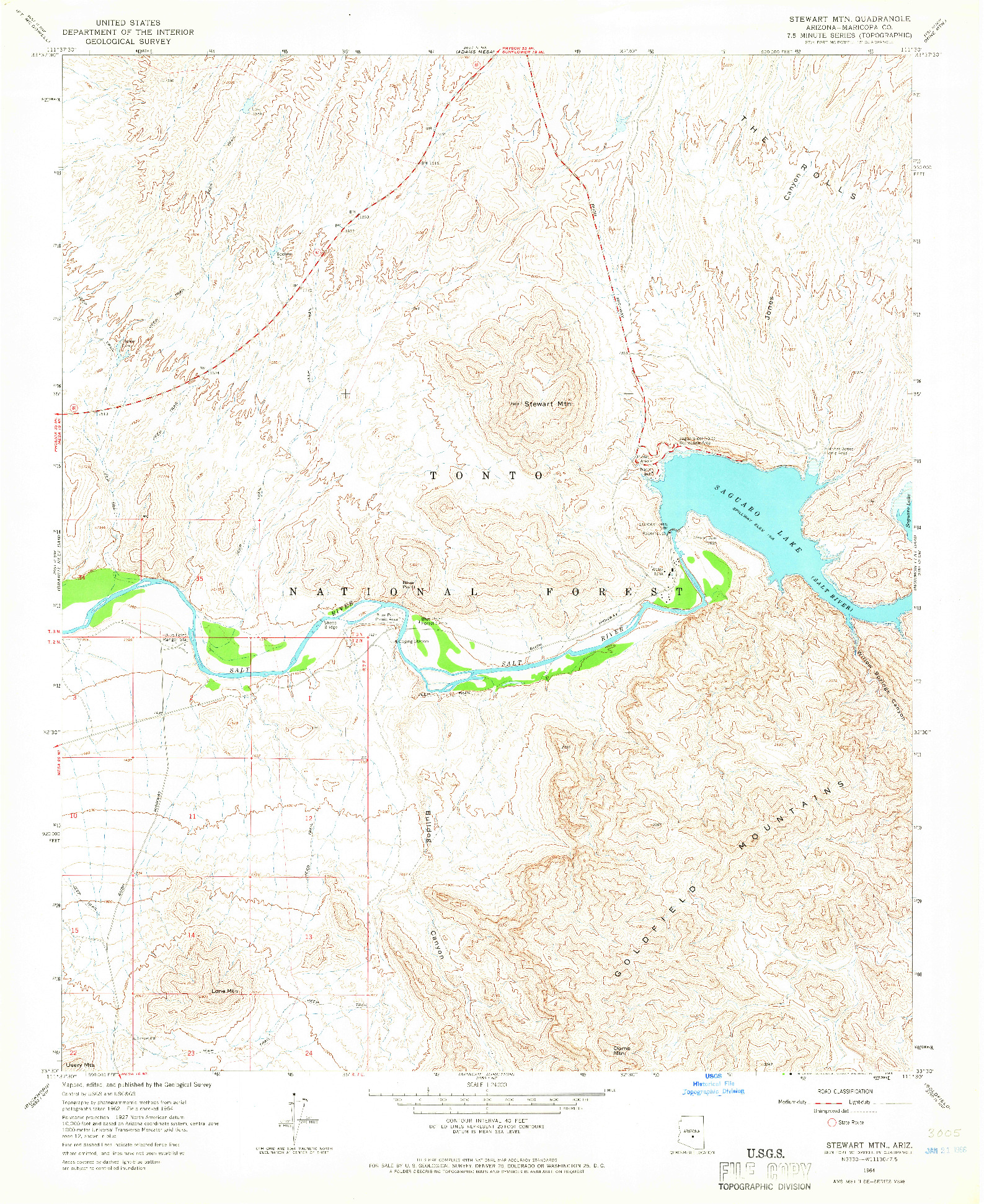 USGS 1:24000-SCALE QUADRANGLE FOR STEWART MTN., AZ 1964