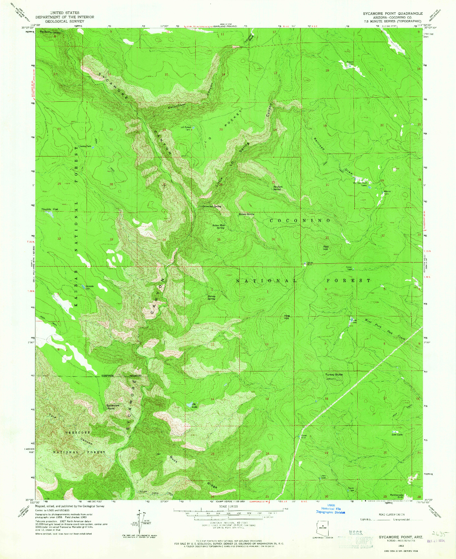 USGS 1:24000-SCALE QUADRANGLE FOR SYCAMORE POINT, AZ 1963